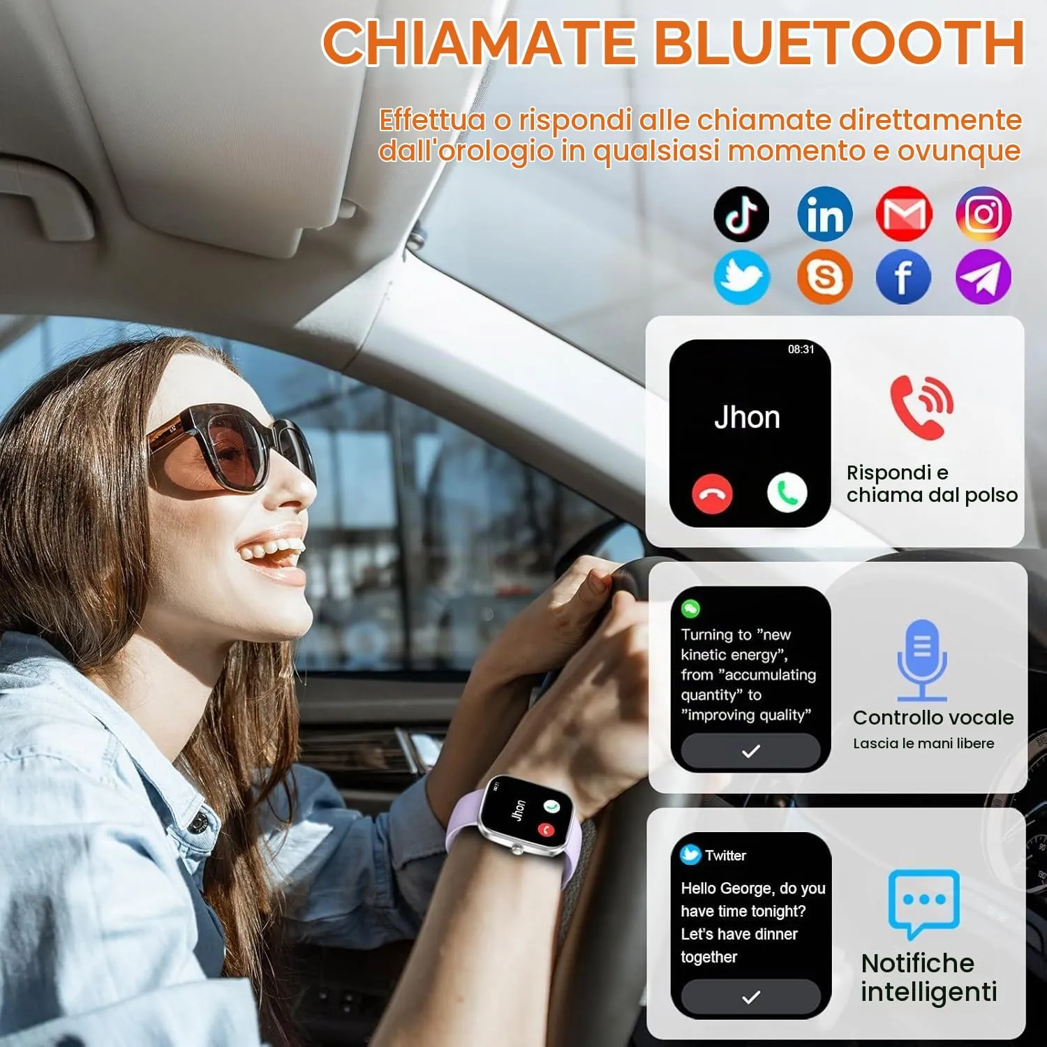 Matast Smartwatch 1.91" con Chiamate Bluetooth, Fitness Tracker 100+ Sport, Cardiofrequenzimetro, Sonno, IP68, Viola chiaro - immagine 5