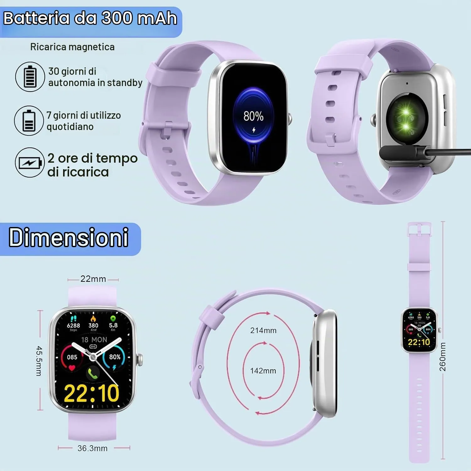 Matast Smartwatch 1.91" con Chiamate Bluetooth, Fitness Tracker 100+ Sport, Cardiofrequenzimetro, Sonno, IP68, Viola chiaro - immagine 7