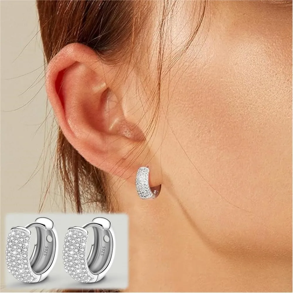 Voarge Orecchini a Cerchio Chunky Leggeri Spessi, Argento, Piccolo - immagine 2
