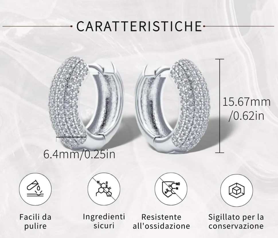 Voarge Orecchini a Cerchio Chunky Leggeri Spessi, Argento, Piccolo - immagine 3