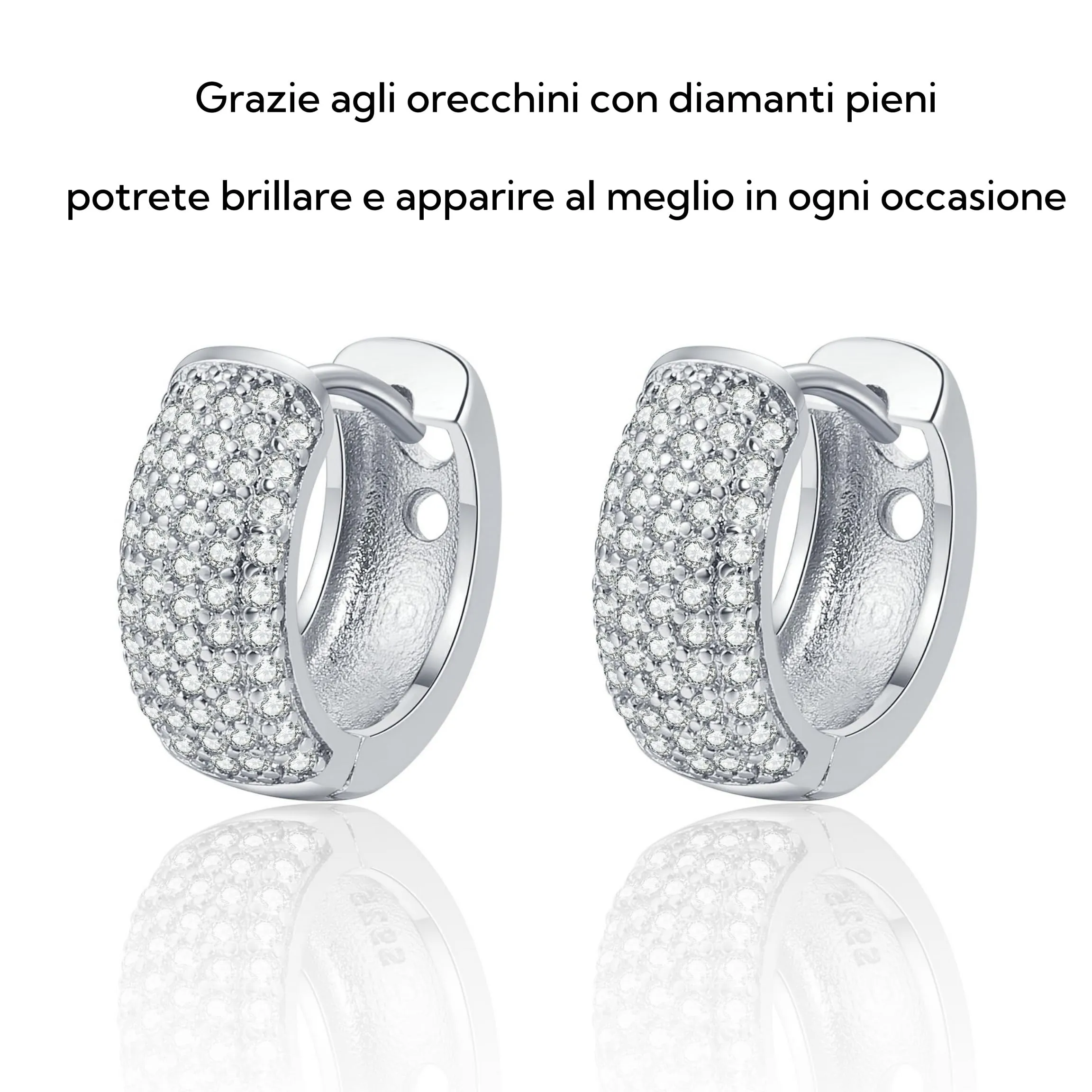 Voarge Orecchini a Cerchio Chunky Leggeri Spessi, Argento, Piccolo - immagine 5