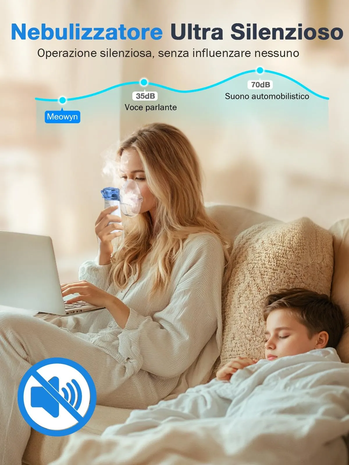 Meowyn Aerosol Portatile a Ultrasuoni, Ricaricabile USB-C per Adulti e Bambini, Modello YS35 - immagine 2