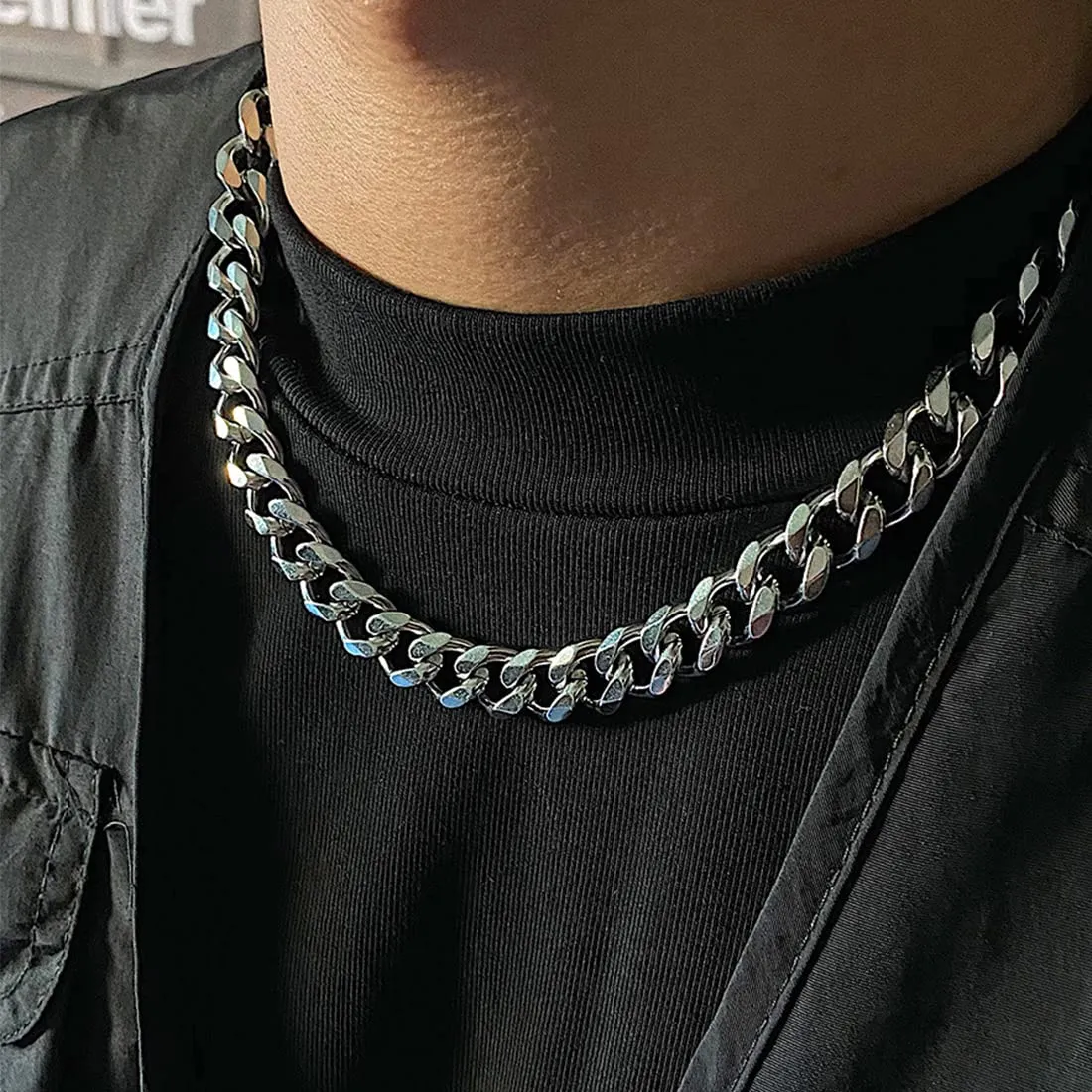 SURALIN Set Collana e Bracciale Cubano Uomo, 6,5 mm, Argento (50 cm + 20 cm) - immagine 6