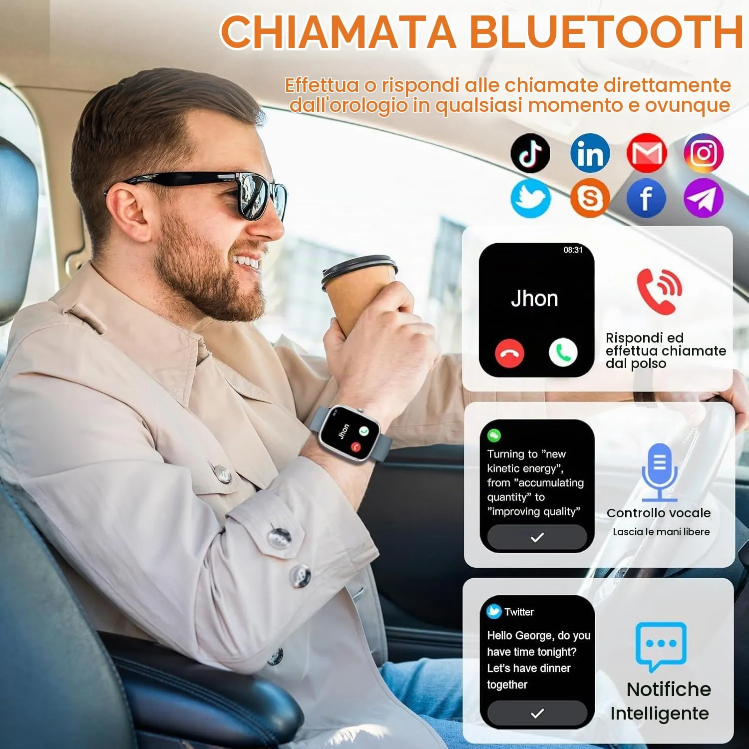 Matast Smartwatch 2026 per Uomo e Donna, Fitness Tracker con Cardiofrequenzimetro, Sonno e Contapassi, Schermo 1.91", Chiamate Bluetooth, Impermeabile IP68, Grigio platino - immagine 5