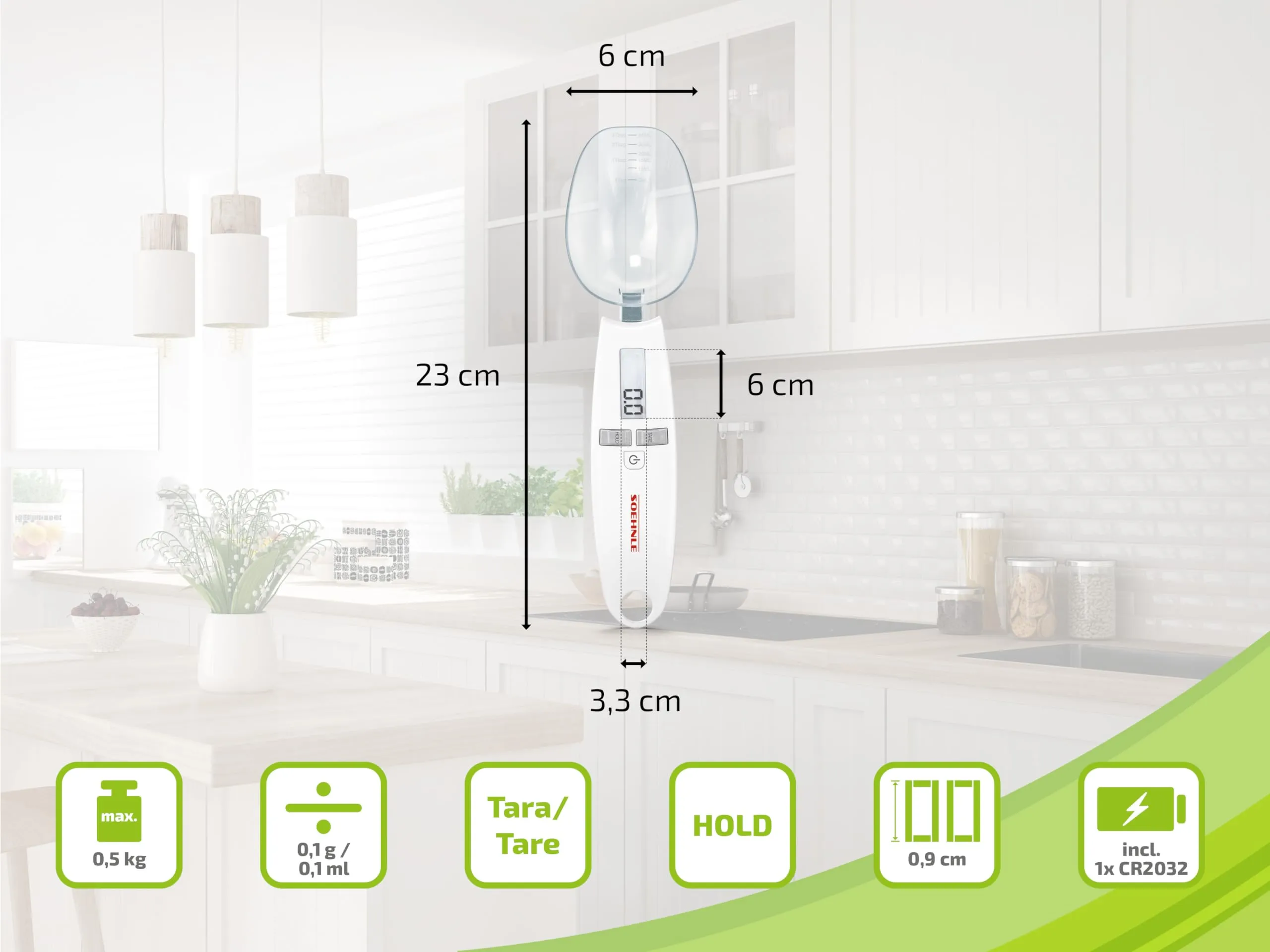 Soehnle Cooking Star Bilancia cucina digitale a cucchiaio, 0.1 g, 500 g, 66220 - immagine 5