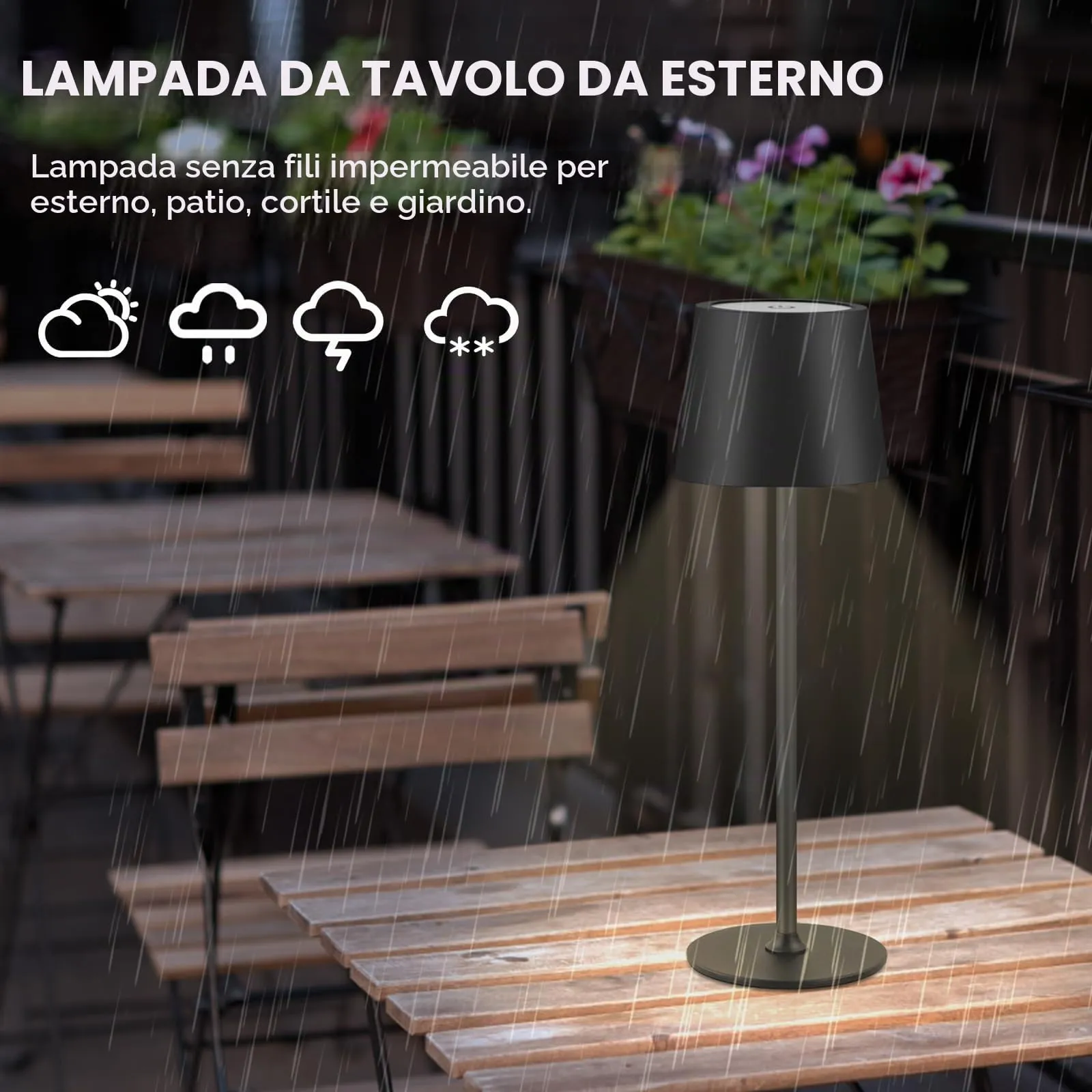 CNMTCCO Lampada da Tavolo Senza Fili Ricaricabile, Batteria 5200 mAh, Regolabile in Altezza, 3 Temperature Colore, Impermeabile, Metallo, Nera - immagine 4