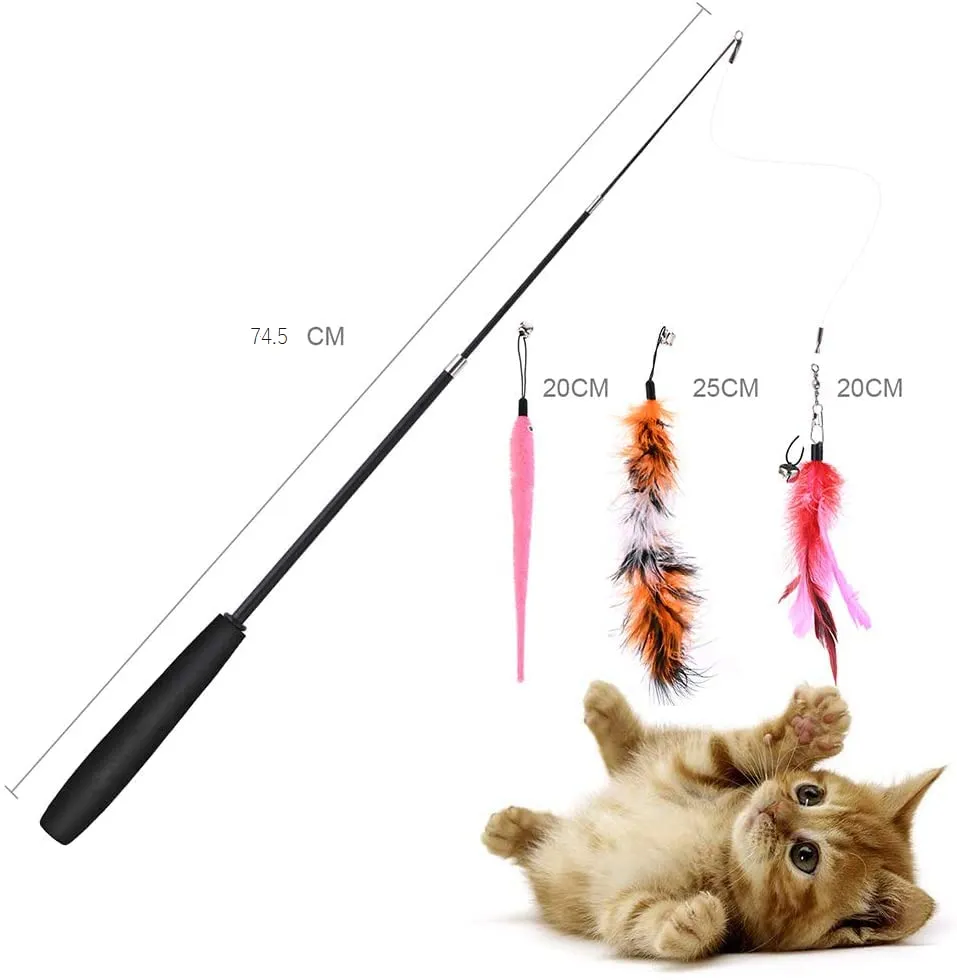 GOLDGE 17 Pezzi Giochi con Piume per Gatto, Giocattoli Interattivi per Gatti - immagine 4