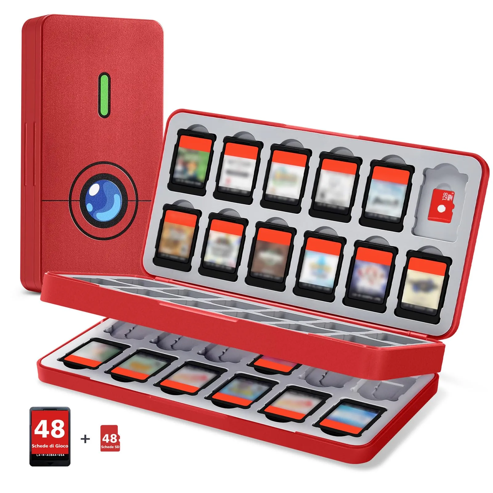 PALPOW Porta Giochi e Micro SD per Nintendo Switch 2, 48 Slot, Rosso - immagine 1