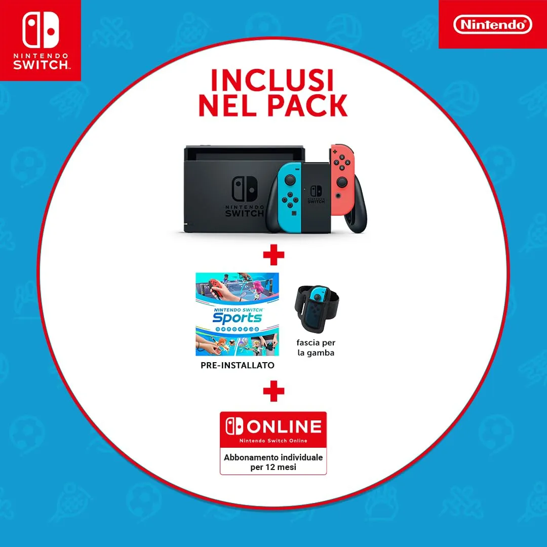 Nintendo Switch (Blu Neon/Rosso Neon) con Nintendo Switch Sports e 12 Mesi Switch Online - immagine 2