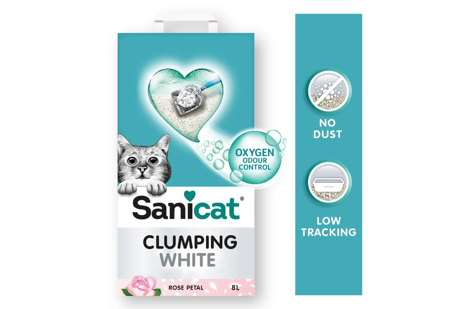 Sanicat Lettiera per gatti agglomerante bianca aroma petali di rosa, 8 L - immagine 2