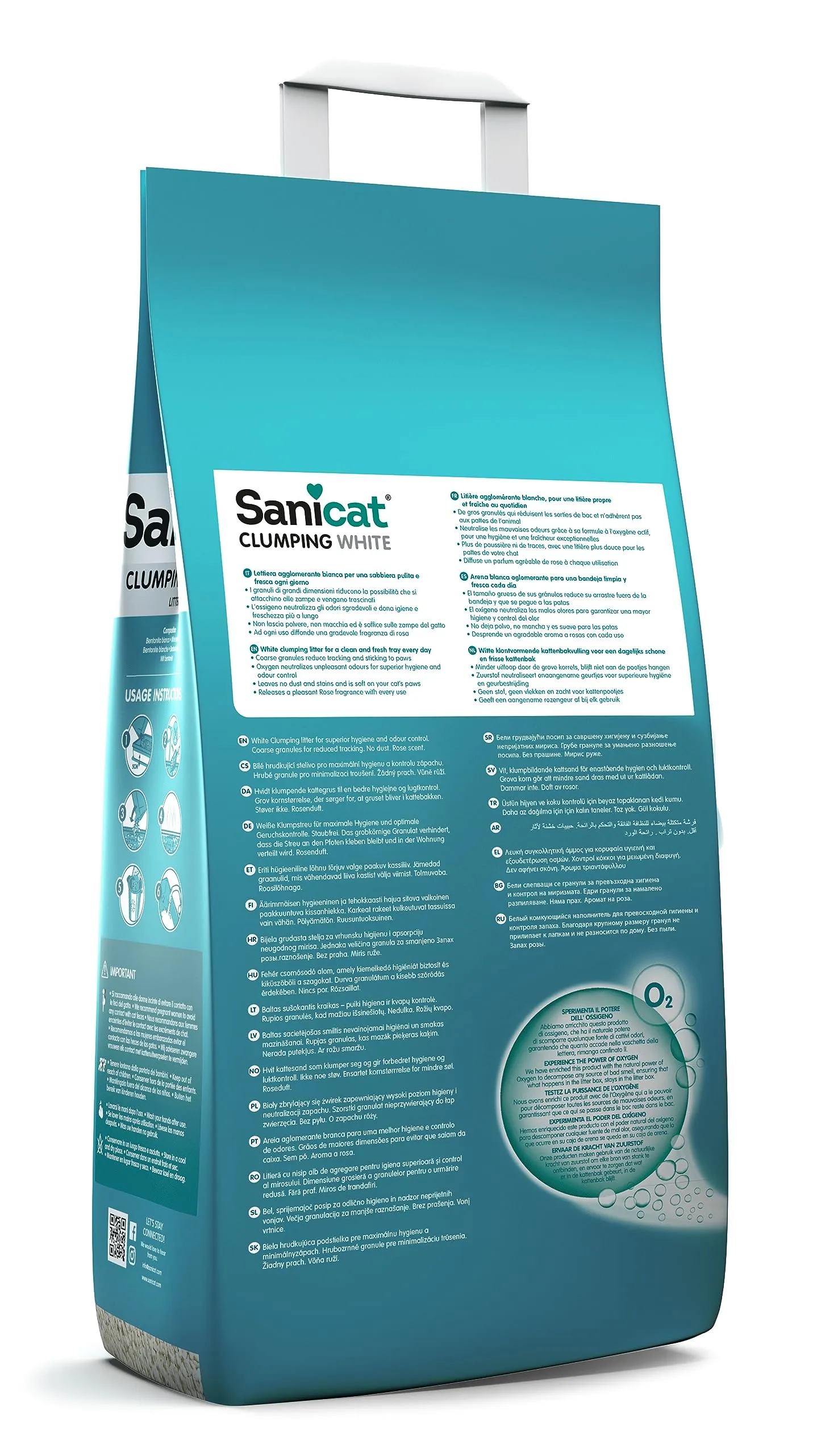 Sanicat Lettiera per gatti agglomerante bianca aroma petali di rosa, 8 L - immagine 3