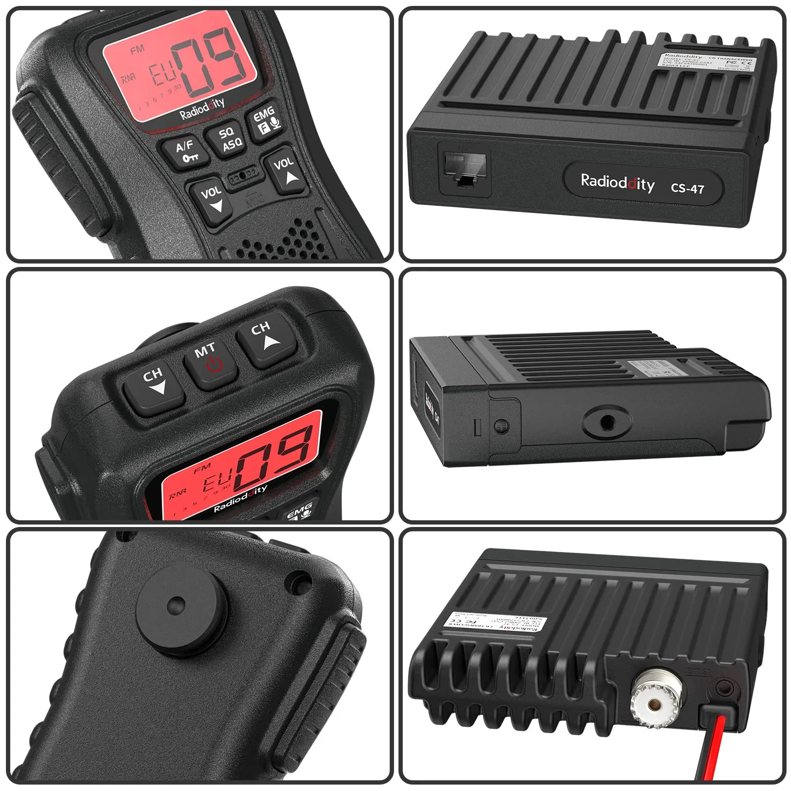 Radioddity CS-47 Mini CB Radio AM/FM 40 Channel with LCD Microphone and Noise Reduction - immagine 7