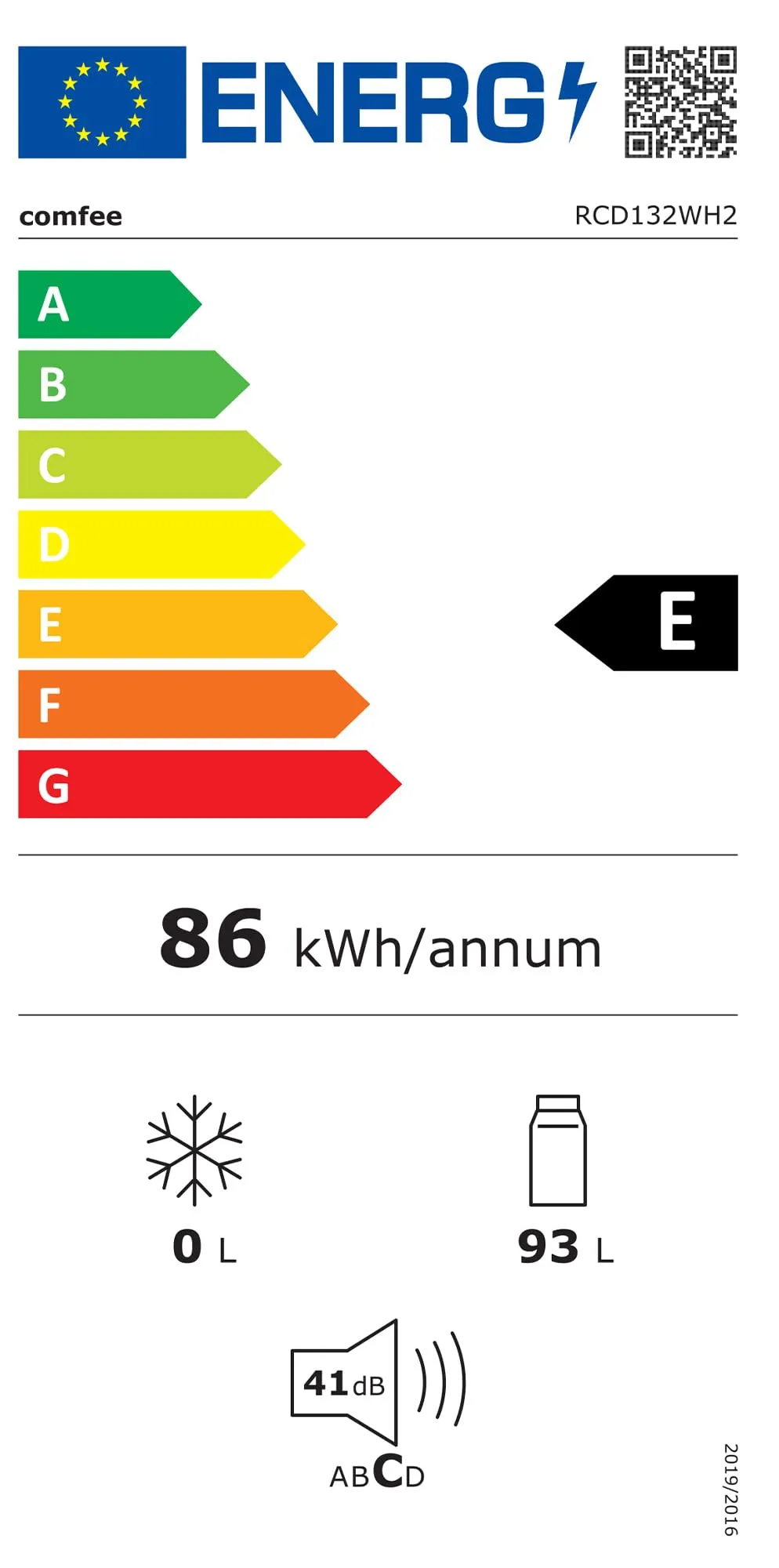 Comfee RCD132WH2 Frigorifero da tavolo, Porta reversibile, Bianco, 85 cm - immagine 4