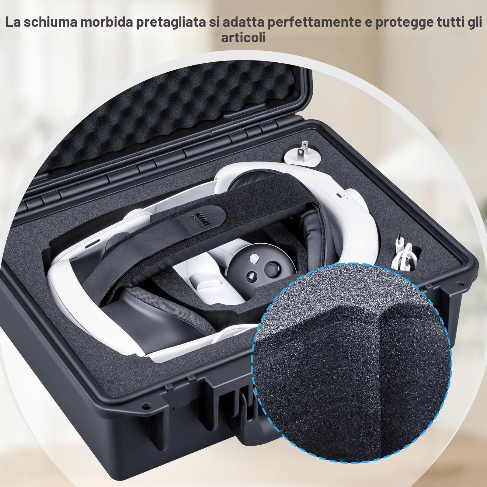 Lykus Titan OQ210 Custodia Impermeabile per Quest 3S, Quest 3 e Fascia Kiwi Design K4 con Batteria - immagine 5