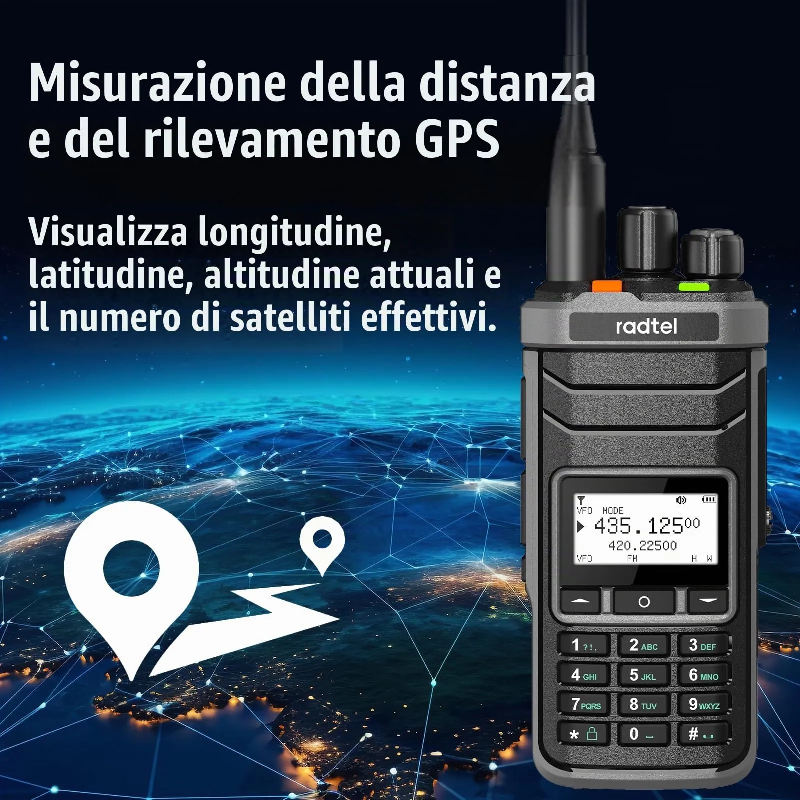 Radtel RT-860G GPS Multi-Band Ham Radio HF UHF VHF Dual Band AM USB LSB CW CB LW MW SW SSB, 1024 Canali, Batteria 2000 mAh, Ricarica USB-C - immagine 2