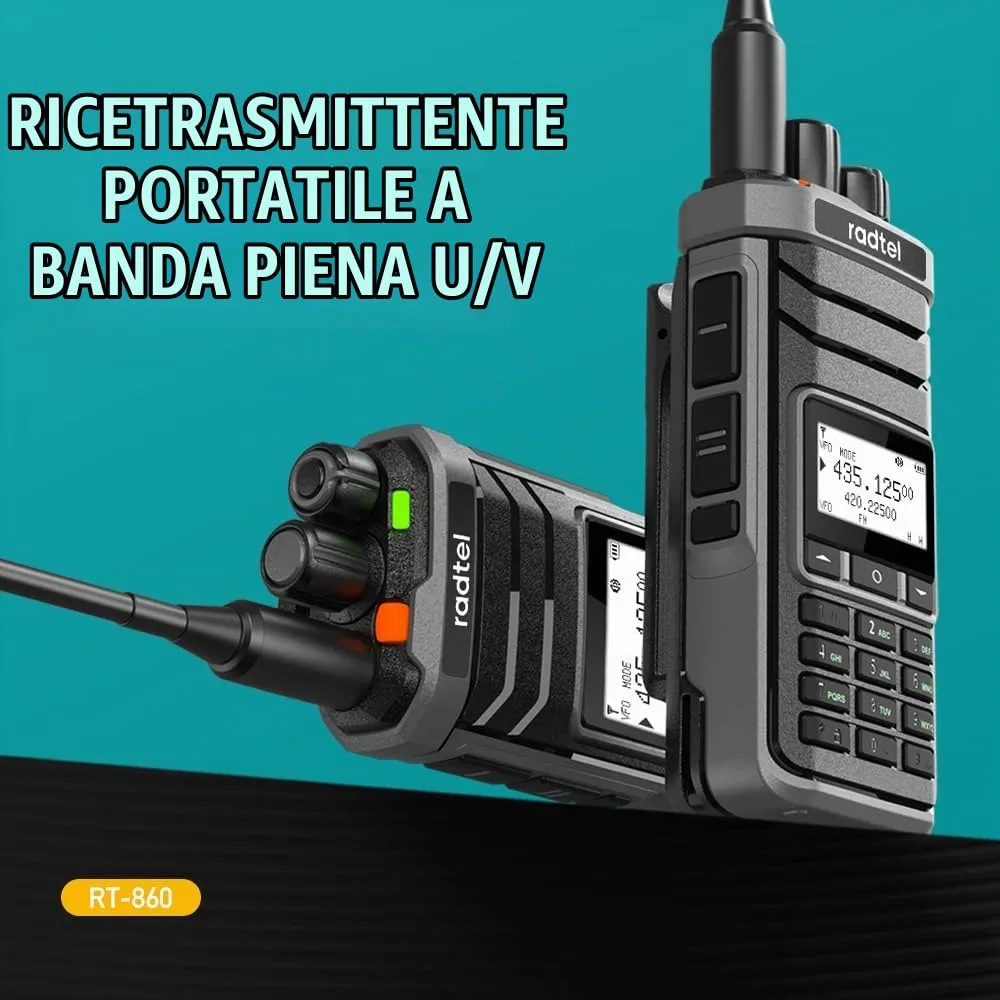 Radtel RT-860G GPS Multi-Band Ham Radio HF UHF VHF Dual Band AM USB LSB CW CB LW MW SW SSB, 1024 Canali, Batteria 2000 mAh, Ricarica USB-C - immagine 4
