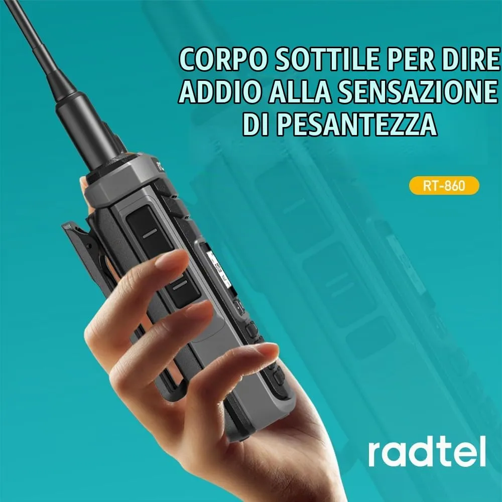 Radtel RT-860G GPS Multi-Band Ham Radio HF UHF VHF Dual Band AM USB LSB CW CB LW MW SW SSB, 1024 Canali, Batteria 2000 mAh, Ricarica USB-C - immagine 5
