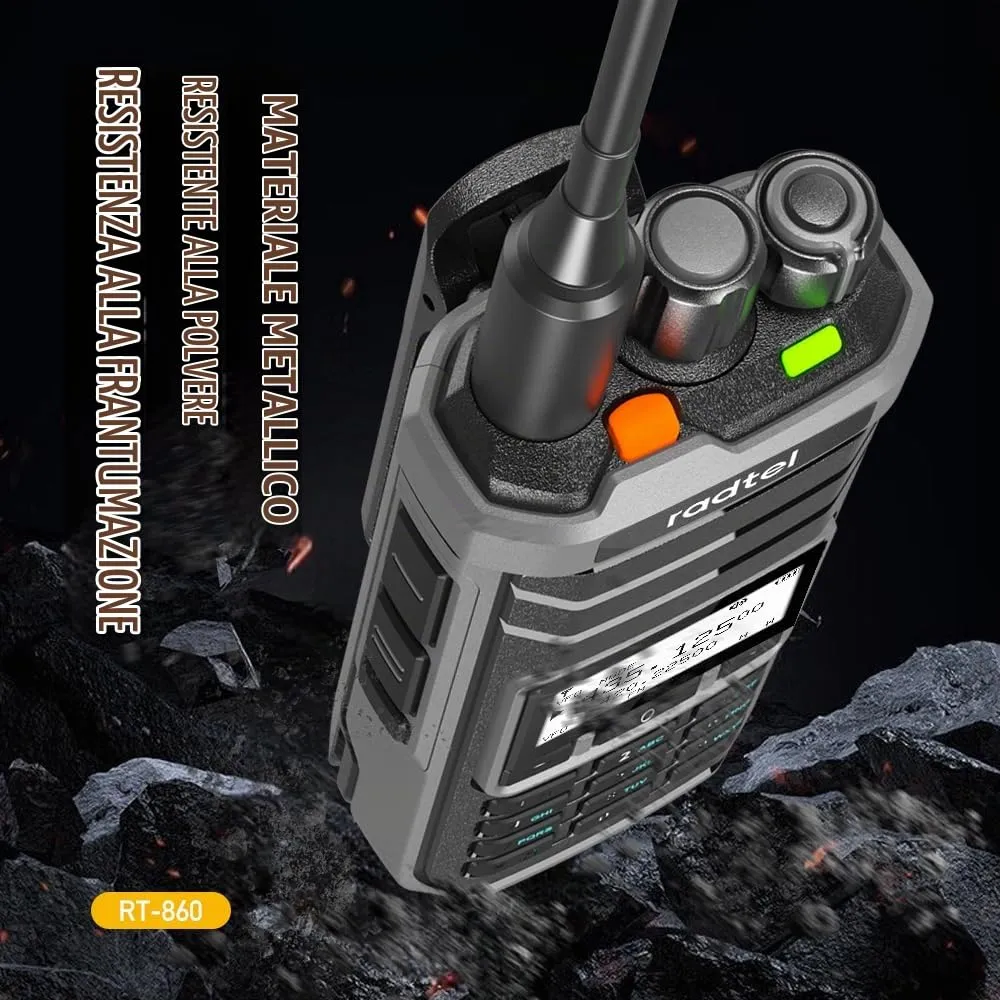 Radtel RT-860G GPS Multi-Band Ham Radio HF UHF VHF Dual Band AM USB LSB CW CB LW MW SW SSB, 1024 Canali, Batteria 2000 mAh, Ricarica USB-C - immagine 7