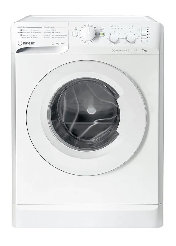 Indesit MTWC 71296 W IT Lavatrice 7 kg Carica Frontale, 16 Programmi, Centrifuga 1200 Giri, Motore Inverter, Classe A - immagine 1