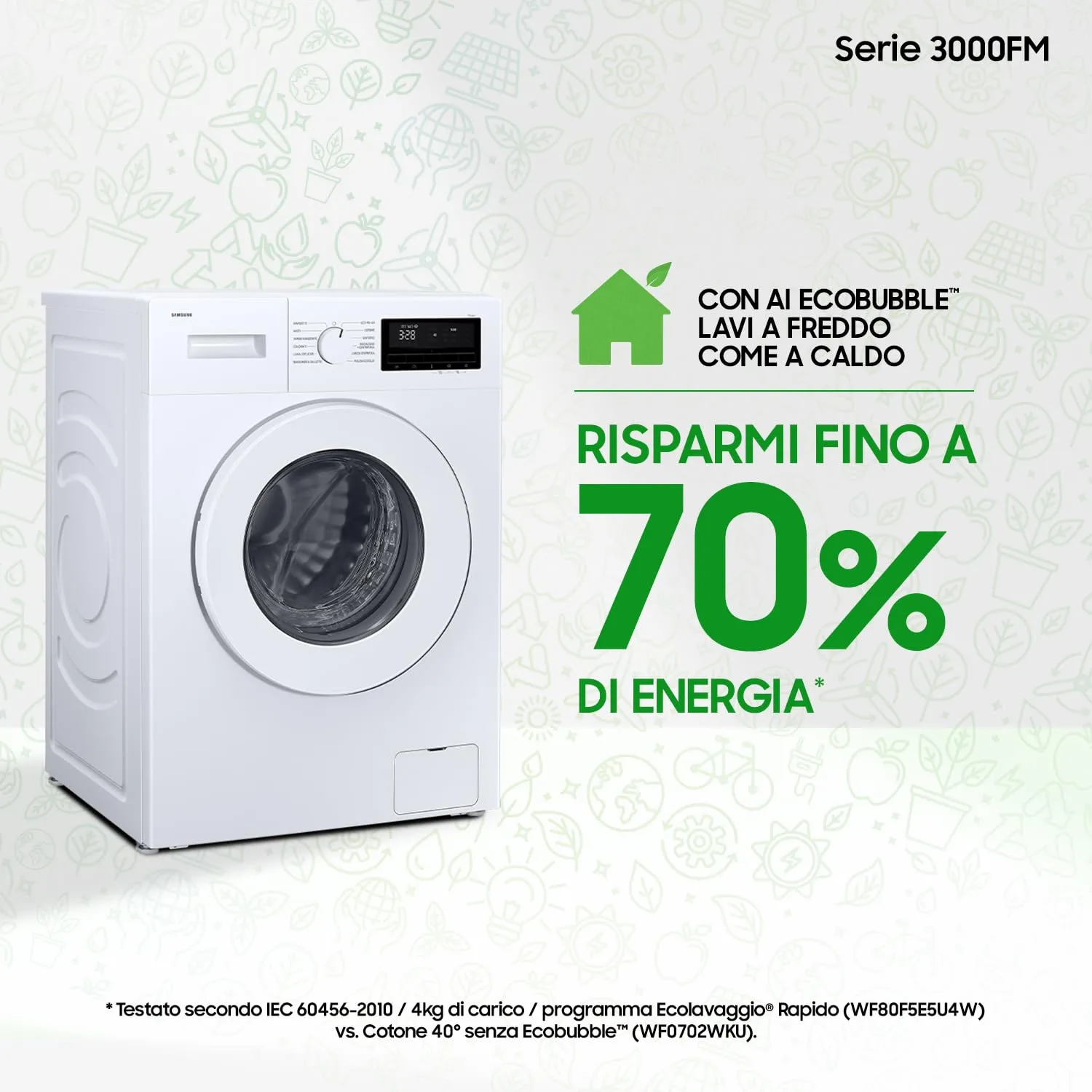 Samsung Slim Lavatrice F-WM703M05TW3M, 7 Kg, Carica Frontale, Bianco - immagine 4