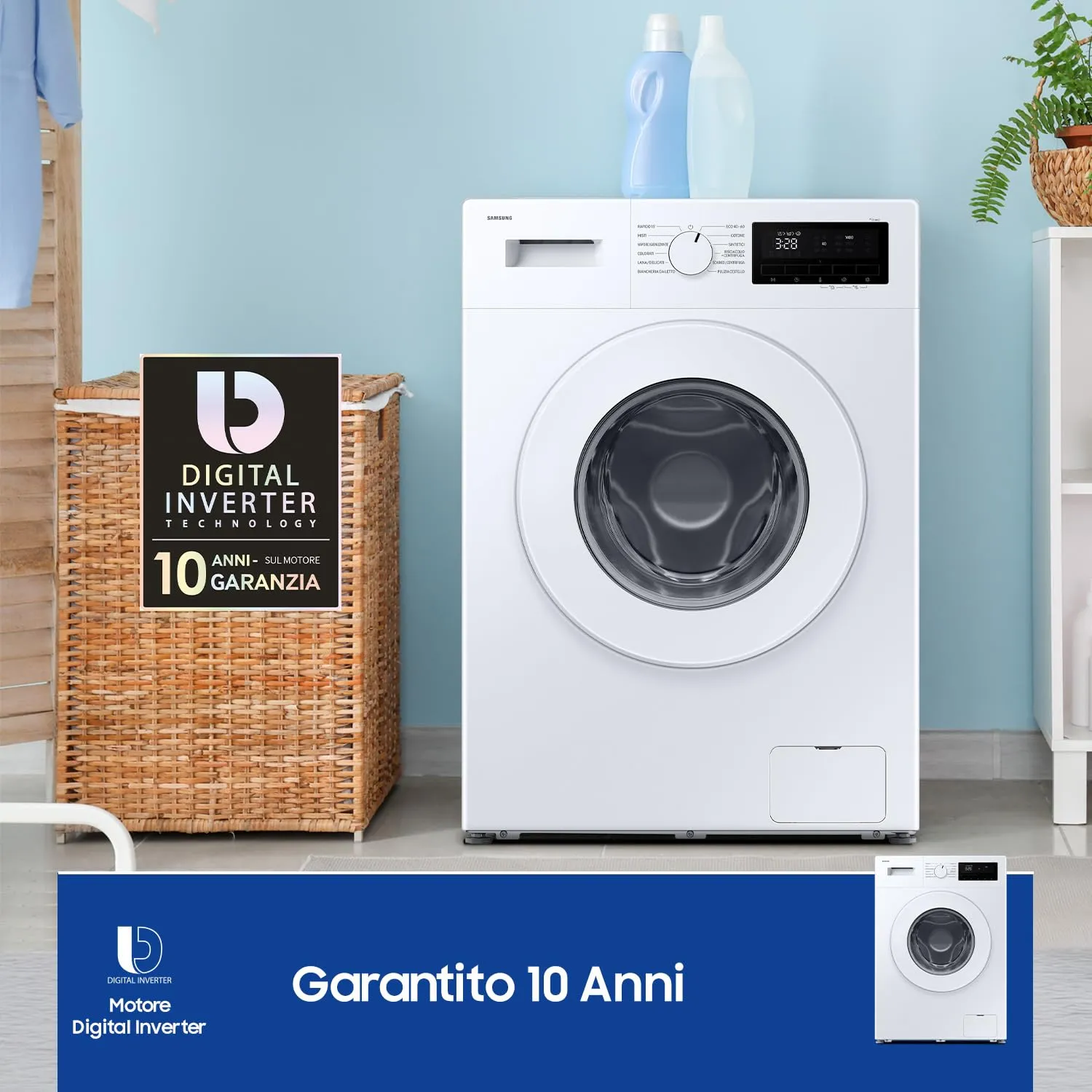 Samsung Slim Lavatrice F-WM703M05TW3M, 7 Kg, Carica Frontale, Bianco - immagine 10