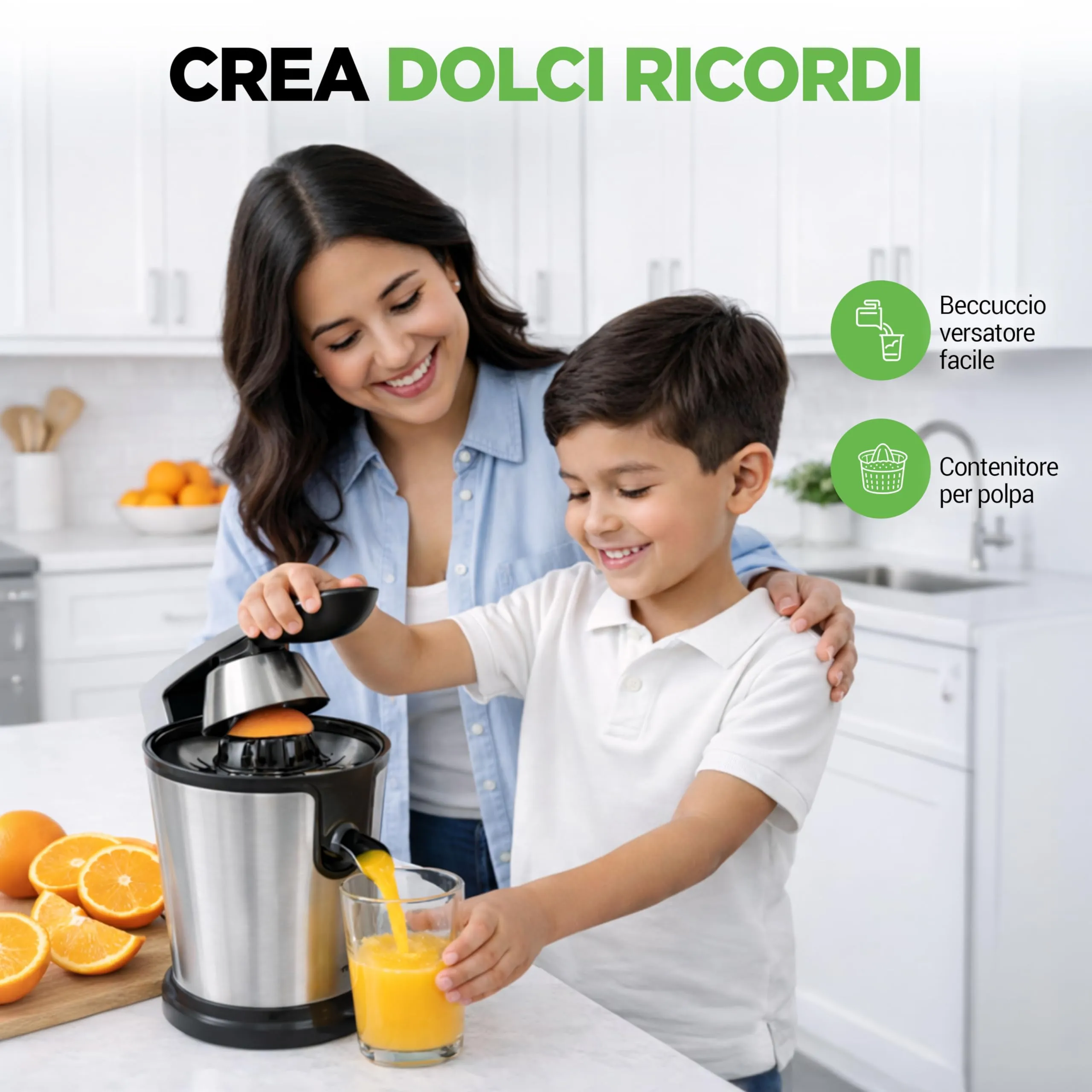 NutriChef Spremiagrumi Elettrico in Acciaio Inox con Pressa Manuale e Filtro Polpa Regolabile, 160 Watt, PKJCR305 - immagine 7