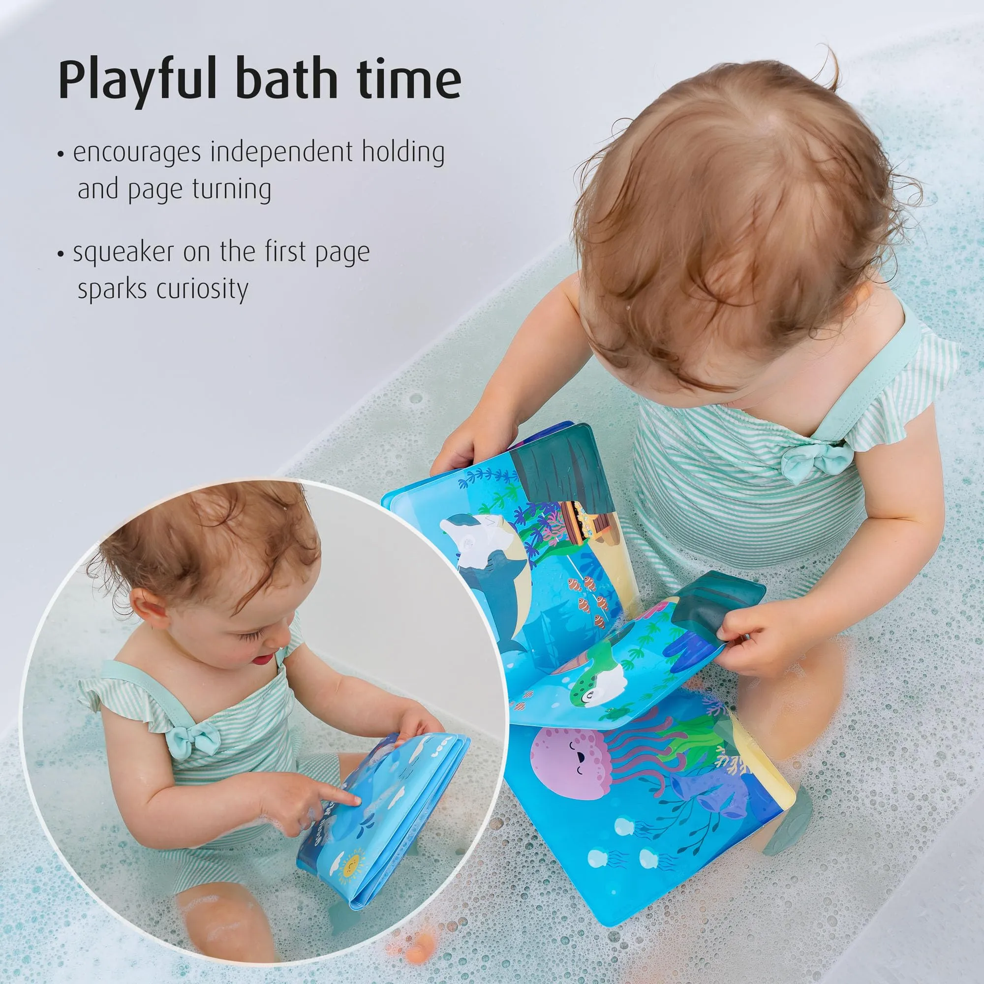Reer MyHappyBath Book - Libro da bagno magico con cambio di colore e funzione sonora, Multicolore - immagine 4