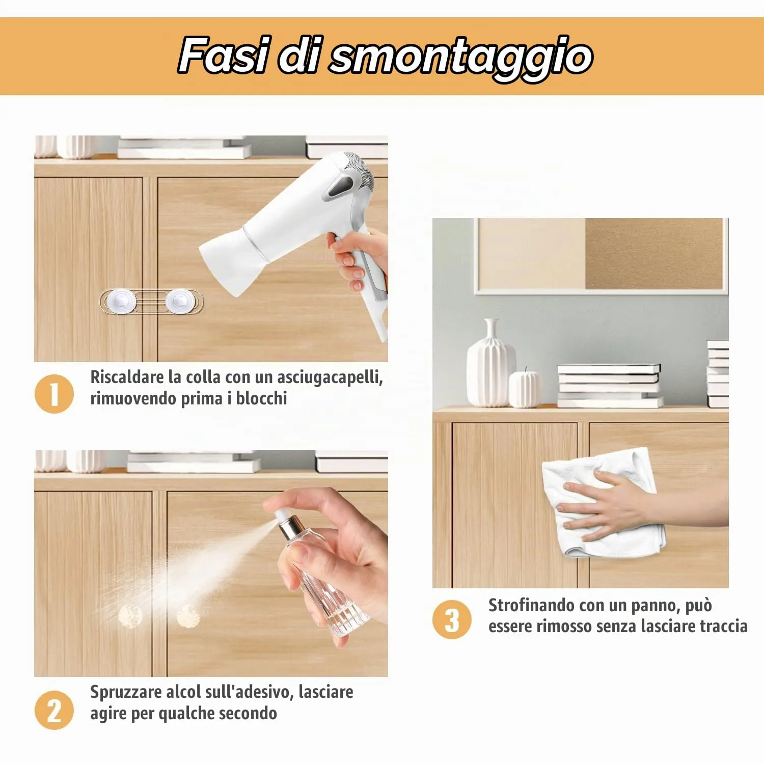 Septeamay Blocca Cassetti per Bambini, Chiusure di Sicurezza per Armadio, Frigorifero e Gabinetto, 12 Pezzi - Trasparente - immagine 6