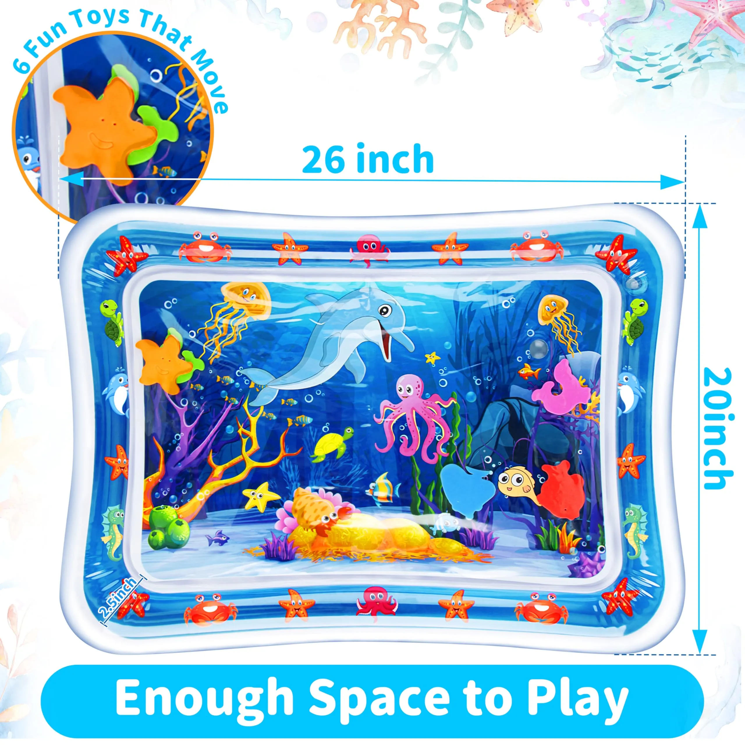 Yeeeasy Tummy Time Tappetino Gonfiabile per Neonati e Bambini 3-12 Mesi, Blu - immagine 6