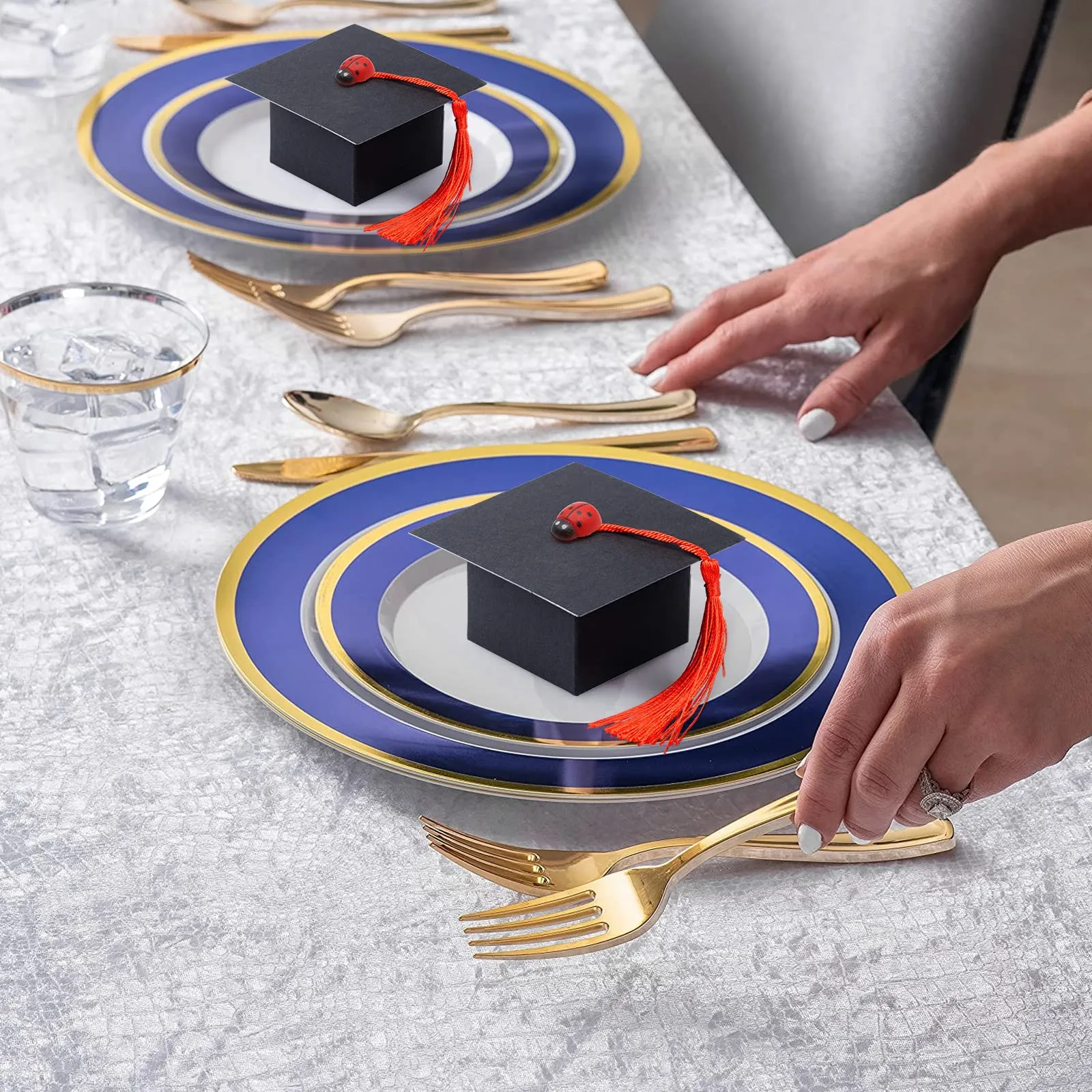 VEGCOO Scatole a Cappello di Laurea per Bomboniere e Caramelle, 60 Pezzi, Rosso - immagine 6
