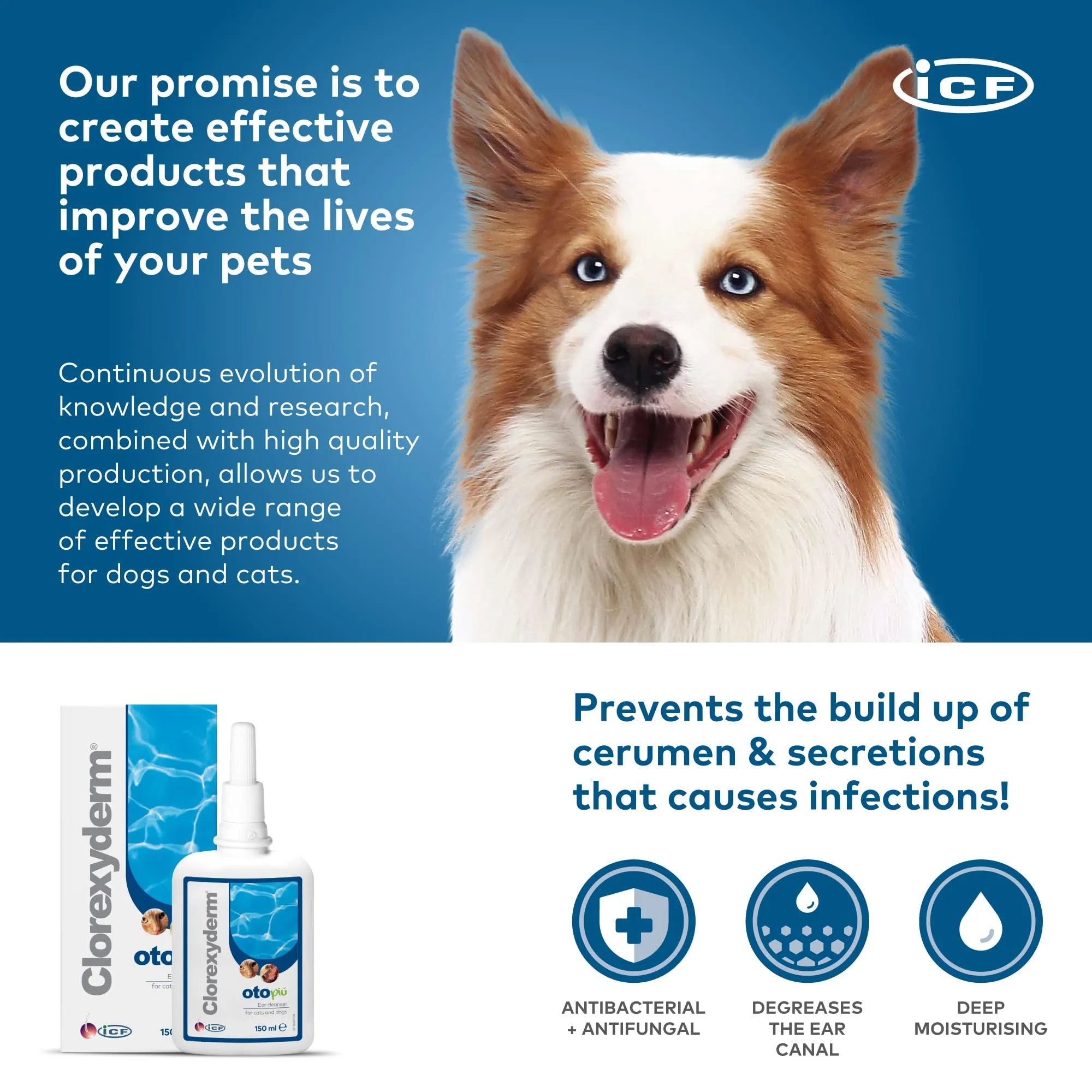 ICF Clorexyderm Oto Più Soluzione per la Pulizia delle Orecchie di Cani e Gatti 150 ml - immagine 4