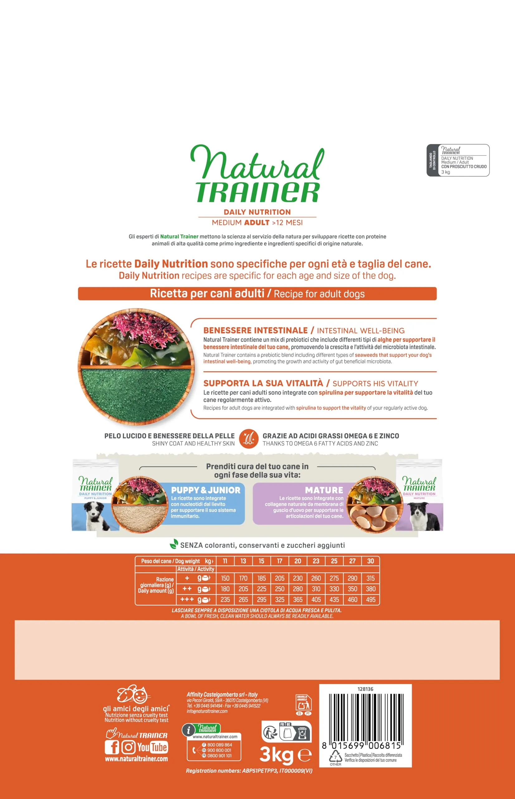 Trainer Natural Cibo per Cani Medium Adult, Prosciutto Crudo, 3 kg - immagine 3
