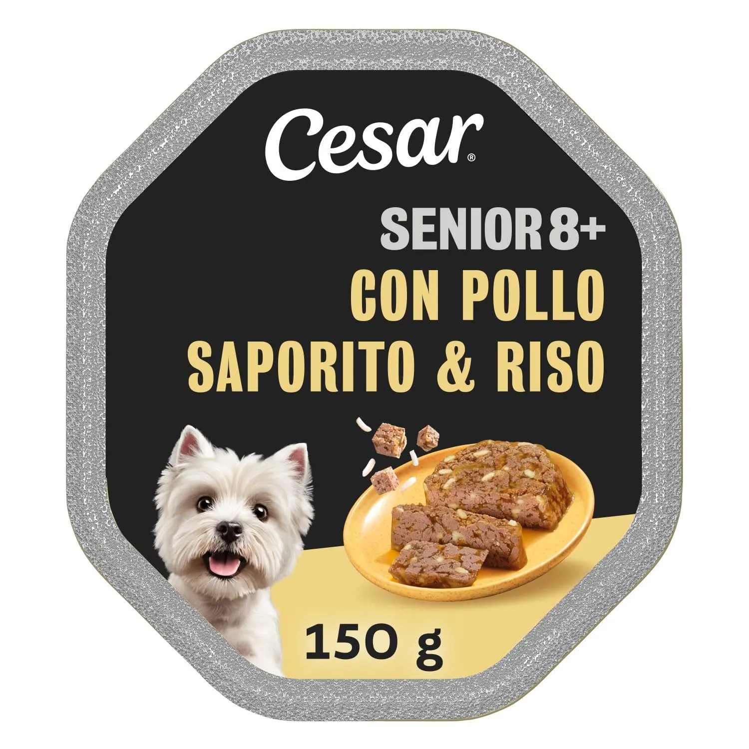 Cesar Senior 8+ Bocconcini di Pollo e Riso in Gelatina, 14 x 150 g - immagine 1