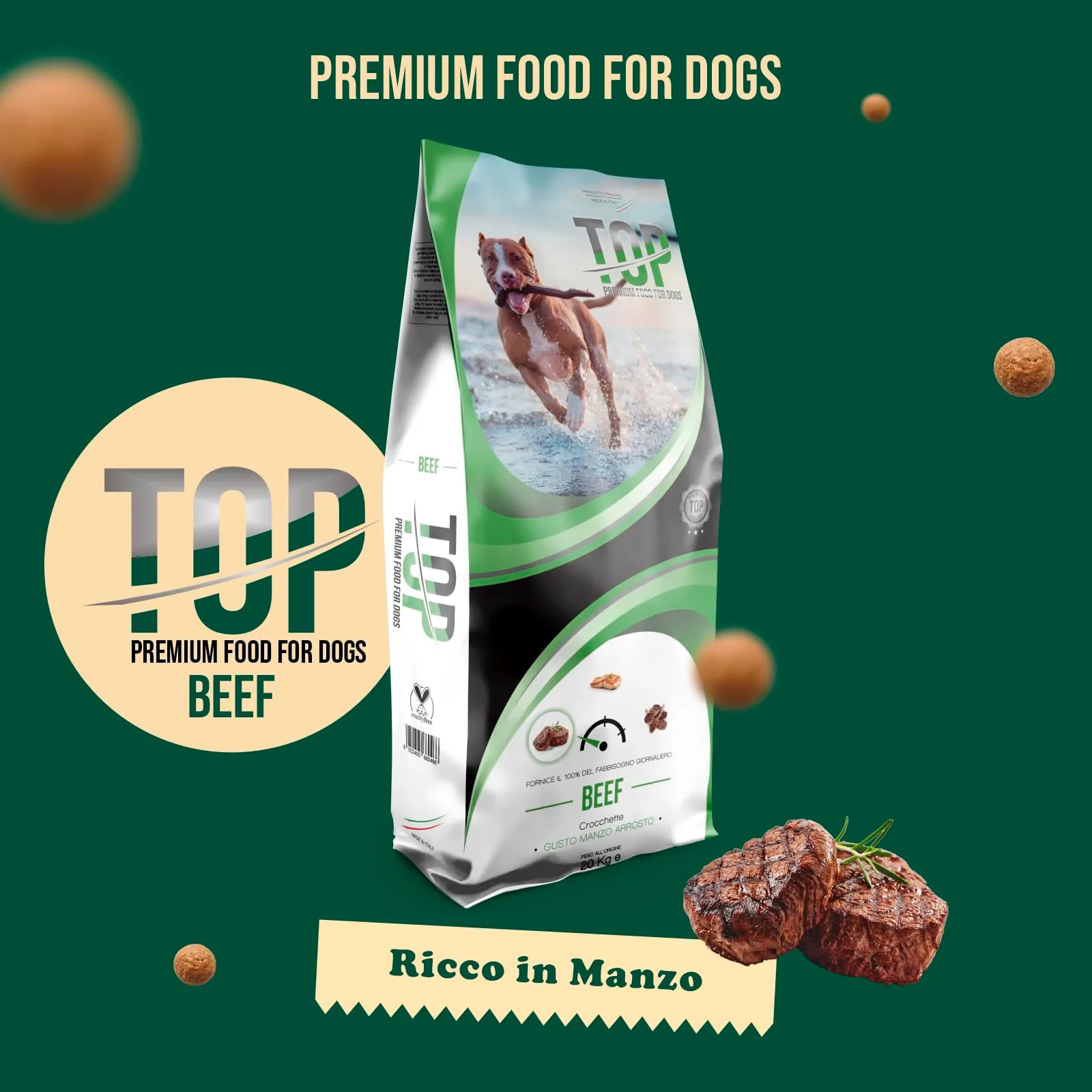 Top Beef Gusto Manzo Cibo Secco per Cani Adulti Taglia Media/Grande - 20kg - immagine 2