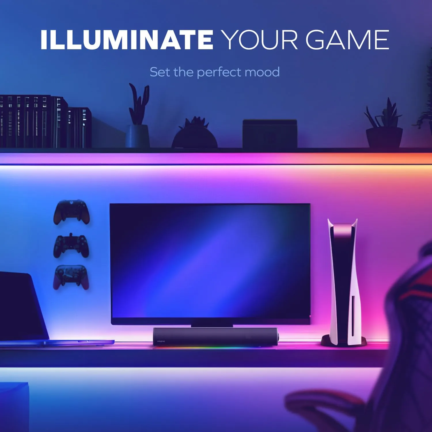 Creative Sound Blaster GS5 RGB Gaming Soundbar, SuperWide, 60W Peak Power, Bluetooth 5.4, Optical-in, for PC and TV - immagine 2