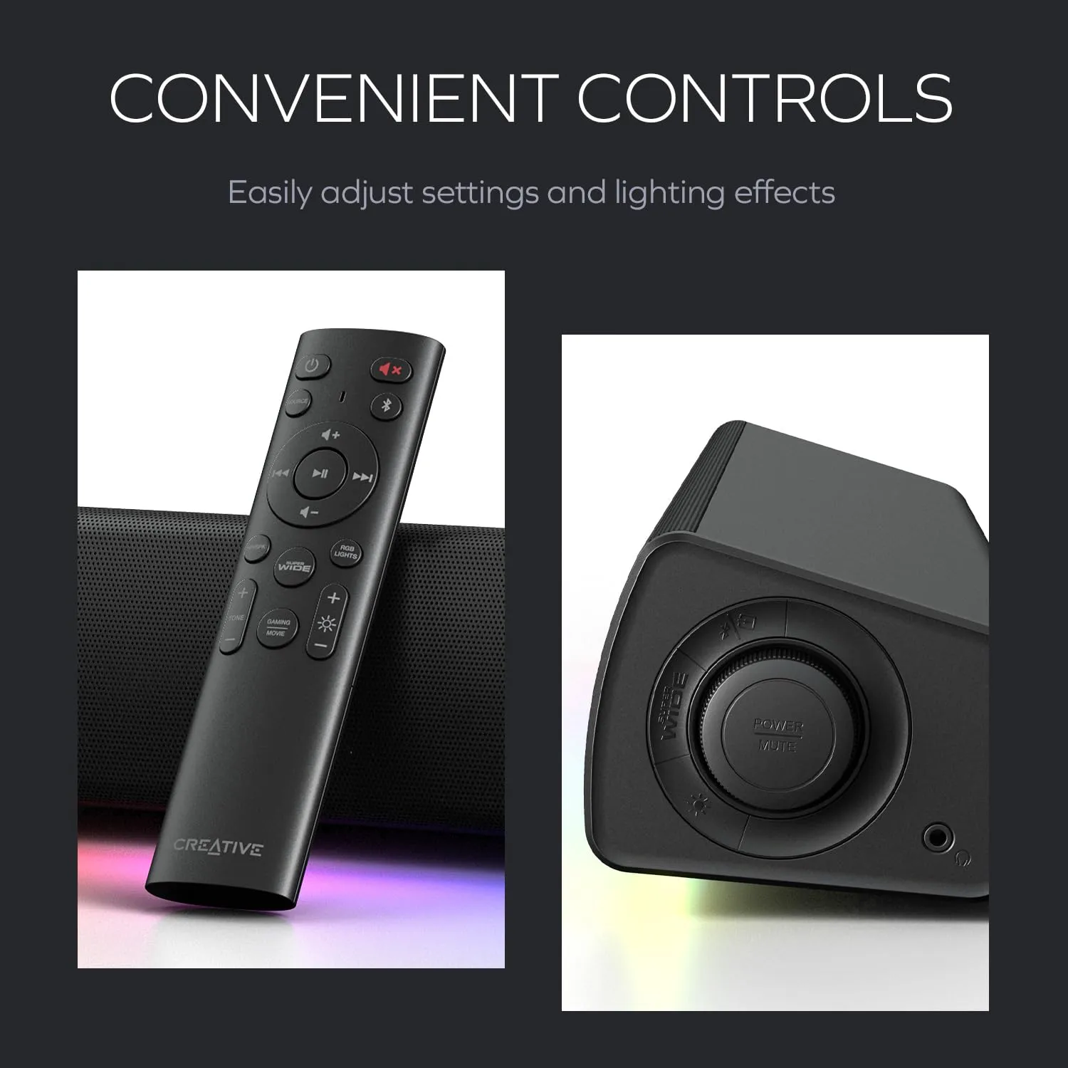 Creative Sound Blaster GS5 RGB Gaming Soundbar, SuperWide, 60W Peak Power, Bluetooth 5.4, Optical-in, for PC and TV - immagine 7