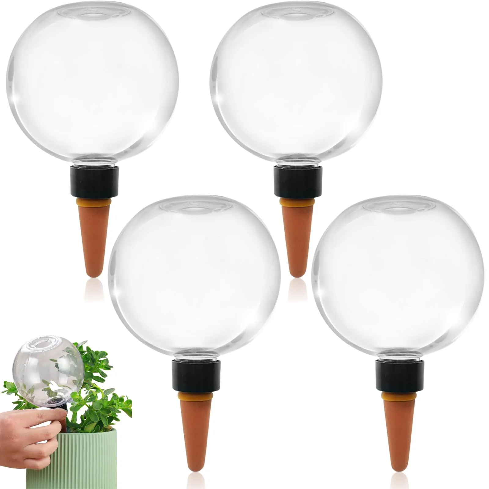 HaploS Globi per Irrigazione Piante, Sfere Trasparenti per Irrigazione a Goccia Automatica, Set da 4 Pezzi - immagine 1