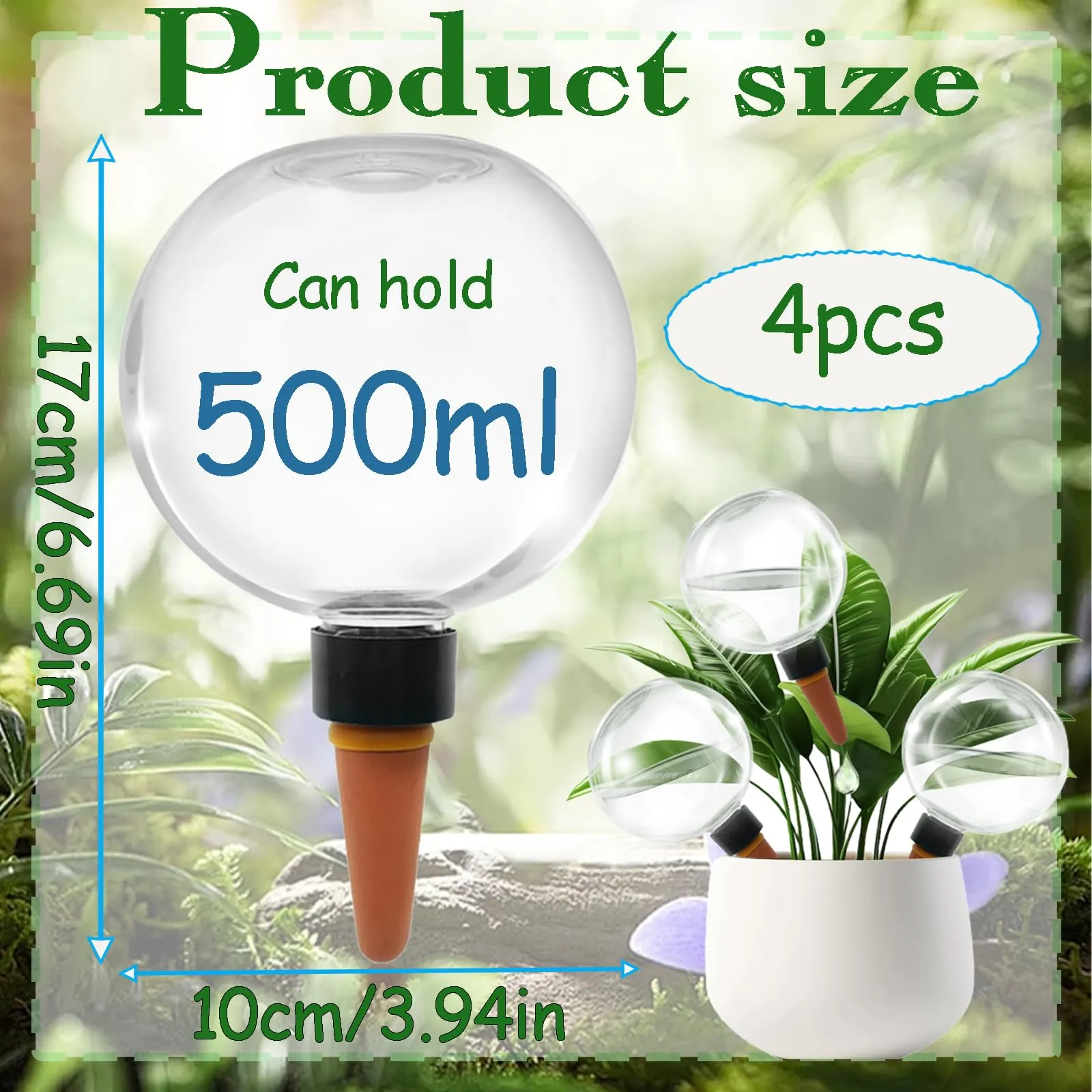 HaploS Globi per Irrigazione Piante, Sfere Trasparenti per Irrigazione a Goccia Automatica, Set da 4 Pezzi - immagine 2