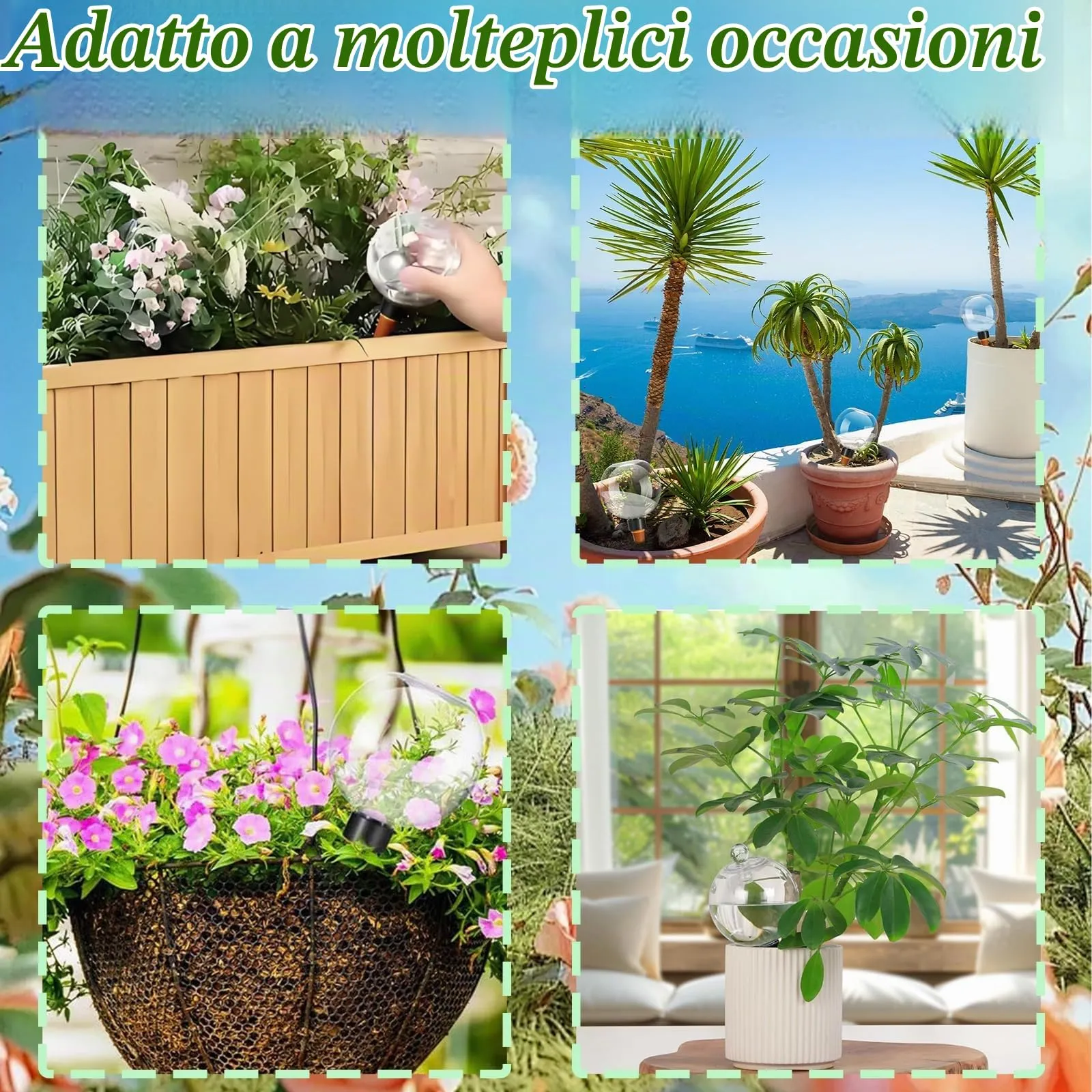 HaploS Globi per Irrigazione Piante, Sfere Trasparenti per Irrigazione a Goccia Automatica, Set da 4 Pezzi - immagine 7