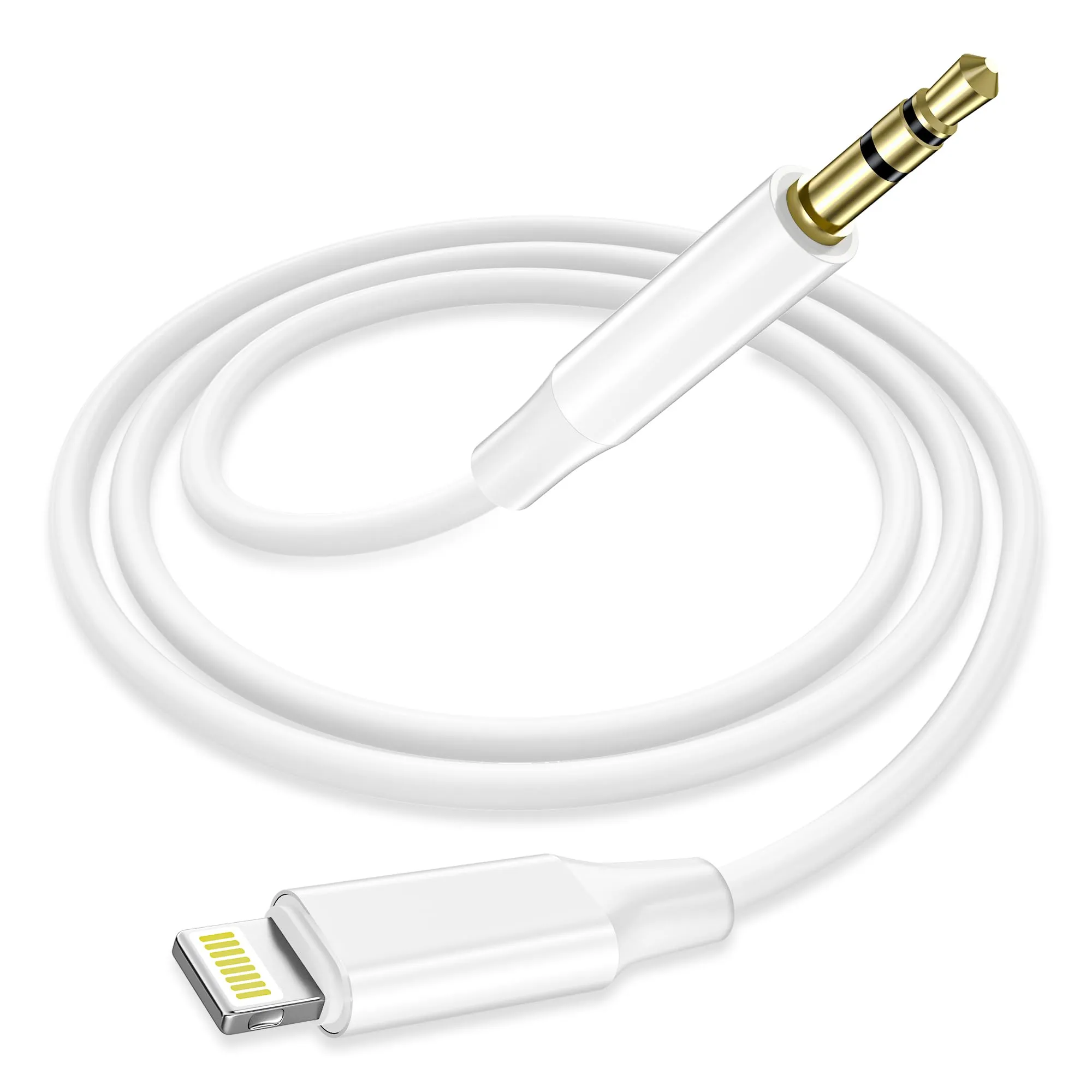 Bamkey Cavo Aux Lightning a Jack 3,5mm Certificato MFi, 1,2M per iPhone 14/13/12/11/8/7/6 Plus, White - immagine 1