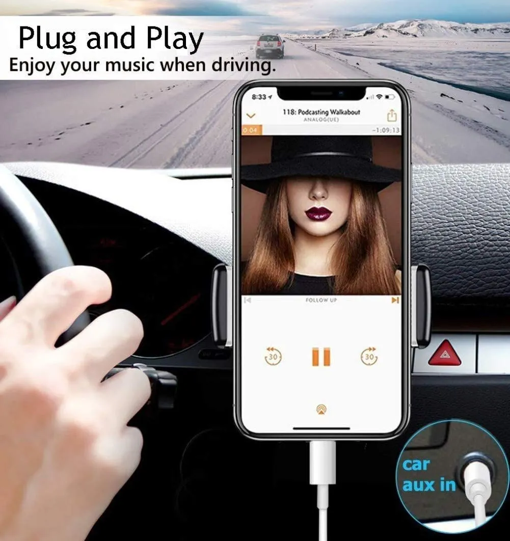 Bamkey Cavo Aux Lightning a Jack 3,5mm Certificato MFi, 1,2M per iPhone 14/13/12/11/8/7/6 Plus, White - immagine 5