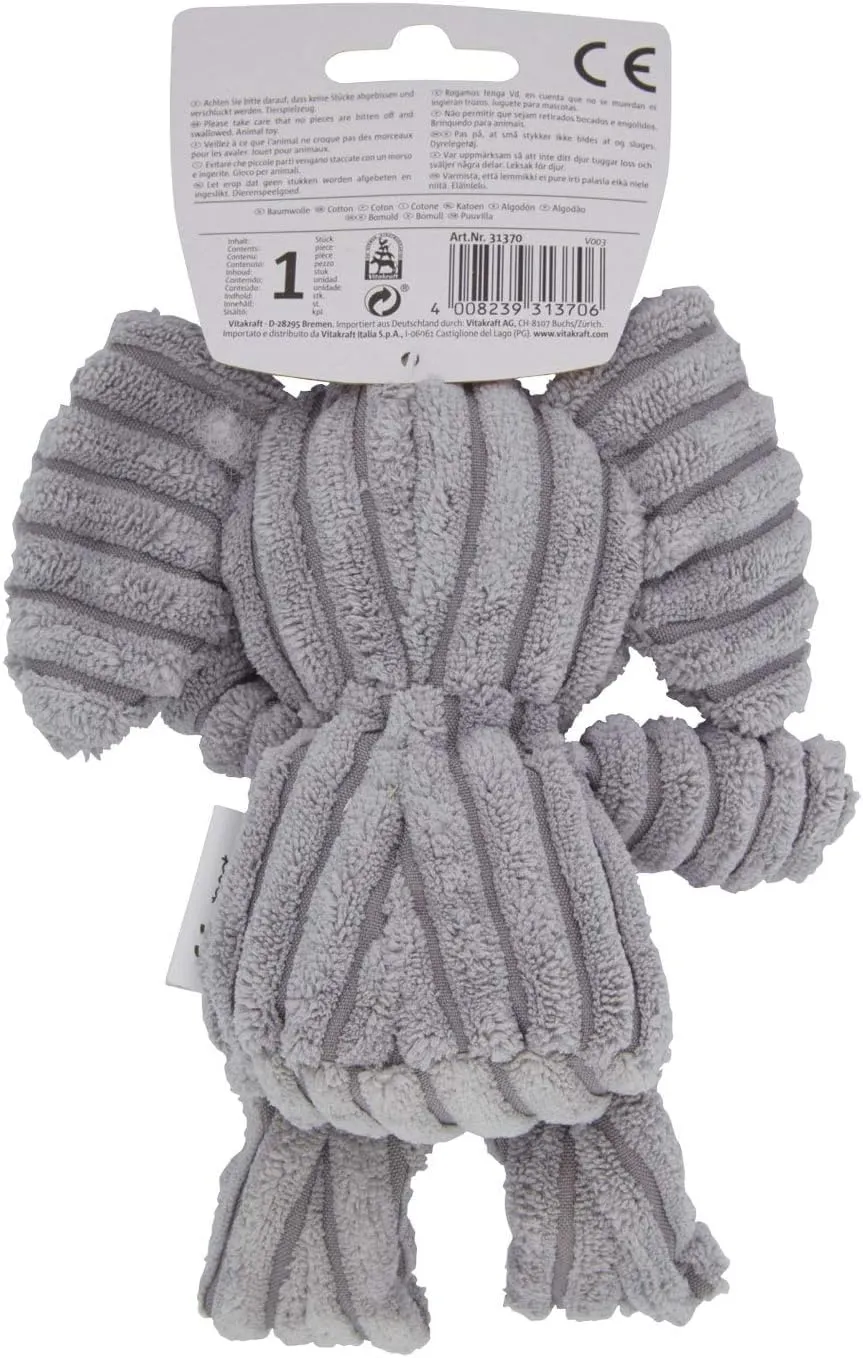 Vitakraft Safari Elefante Gioco Peluche per Cane con Squeaker e Corda - immagine 2
