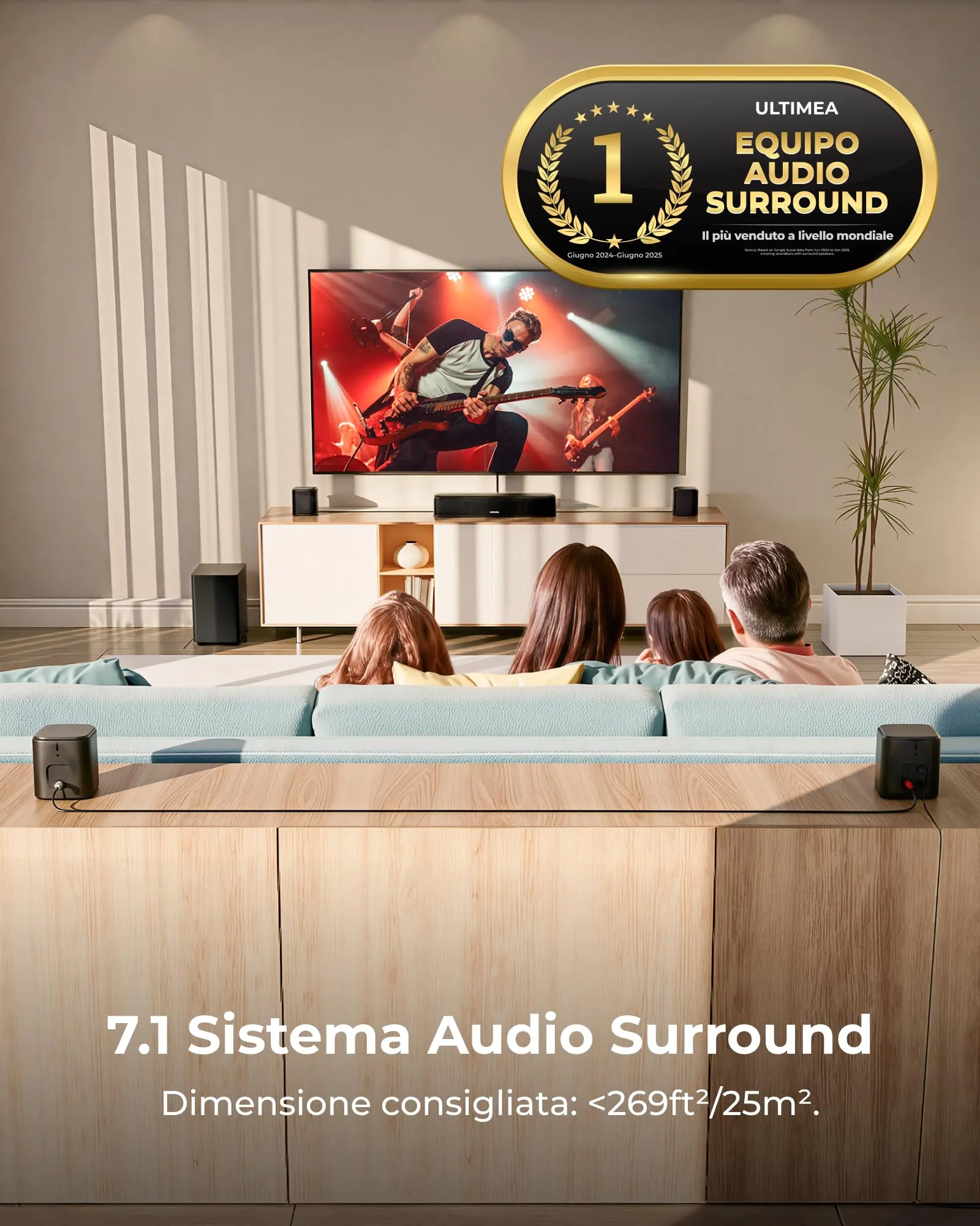 Ultimea Aura A40 Pro 7.1Ch Surround Soundbar with Subwoofer, 330W Peak, HDMI ARC, Bluetooth 6.0 - immagine 2