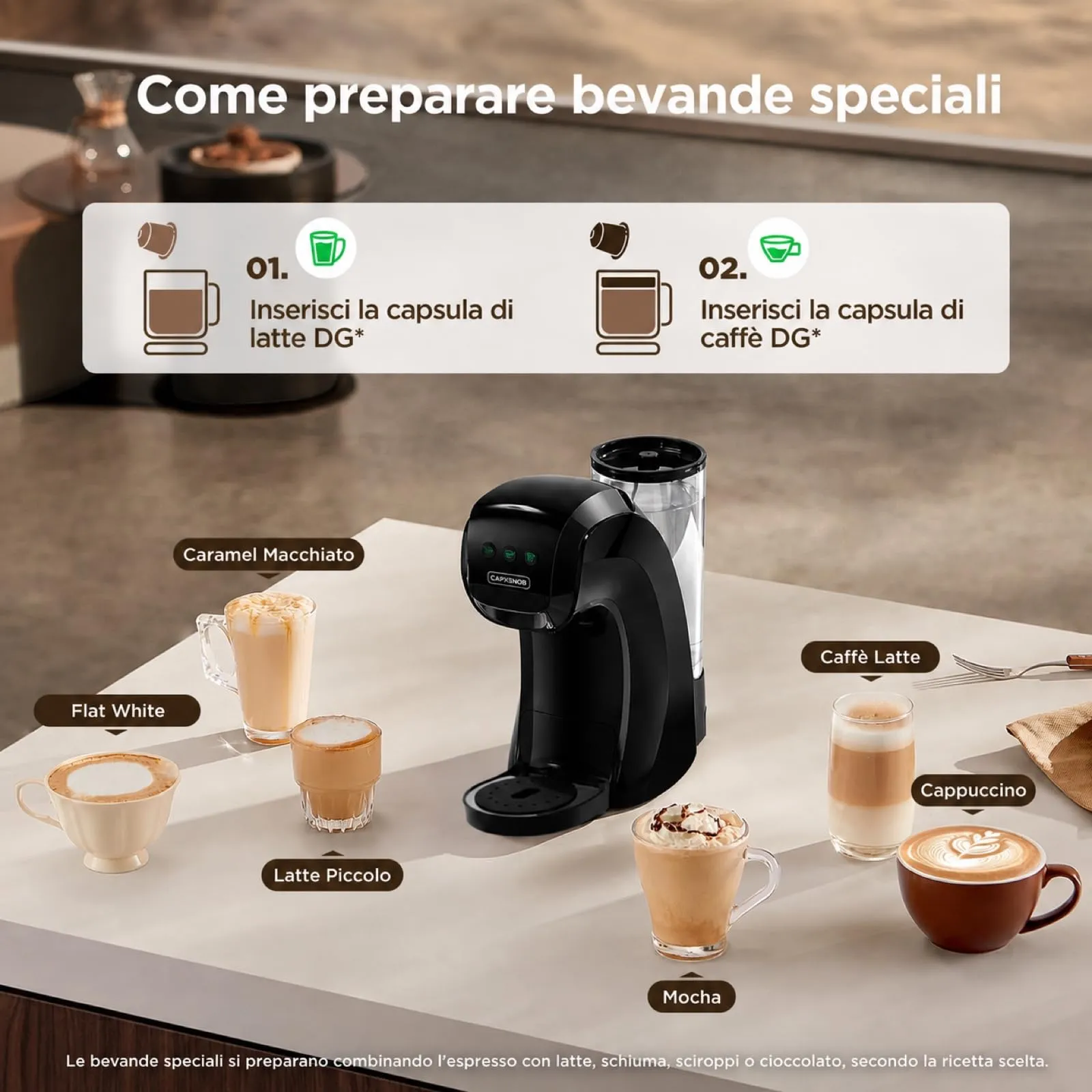 CAPXSNOB Warriors1 Macchina da Caffè 5 in 1 per Nespresso OL, Dolce Gusto, Lavazza, Nero - immagine 8