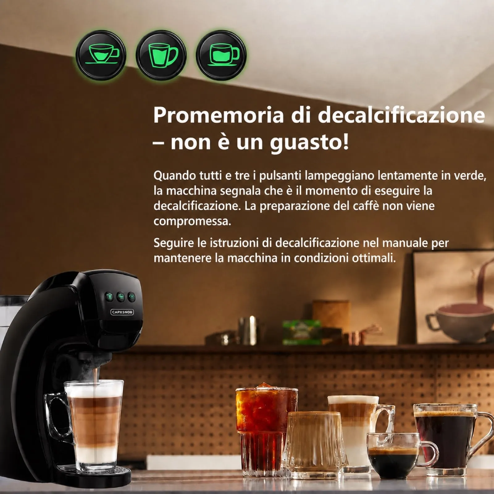 CAPXSNOB Warriors1 Macchina da Caffè 5 in 1 per Nespresso OL, Dolce Gusto, Lavazza, Nero - immagine 10