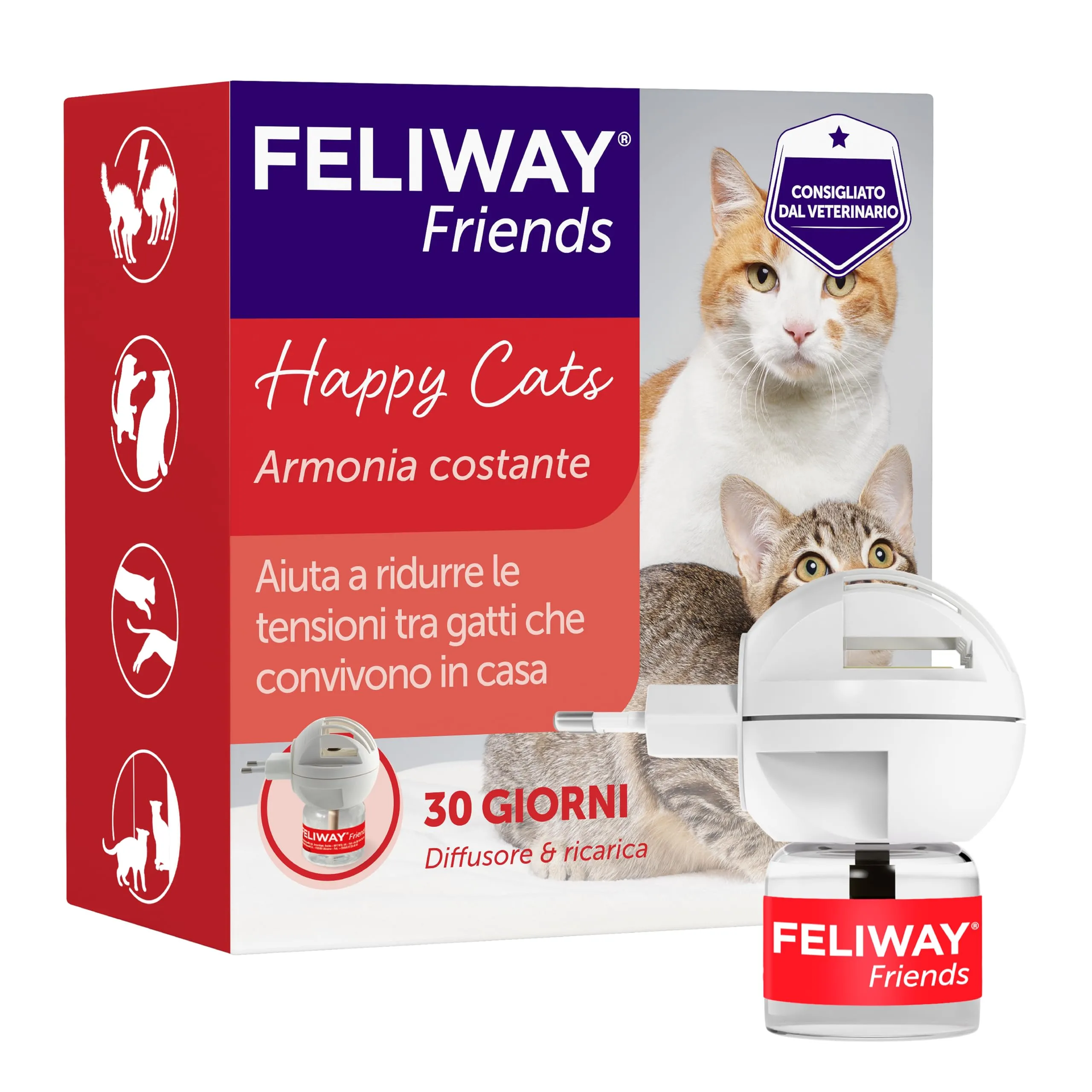 FELIWAY Friends Diffusore di Feromoni Calmanti per Gatti, Starter Kit, 48 ml, Rosso - immagine 1