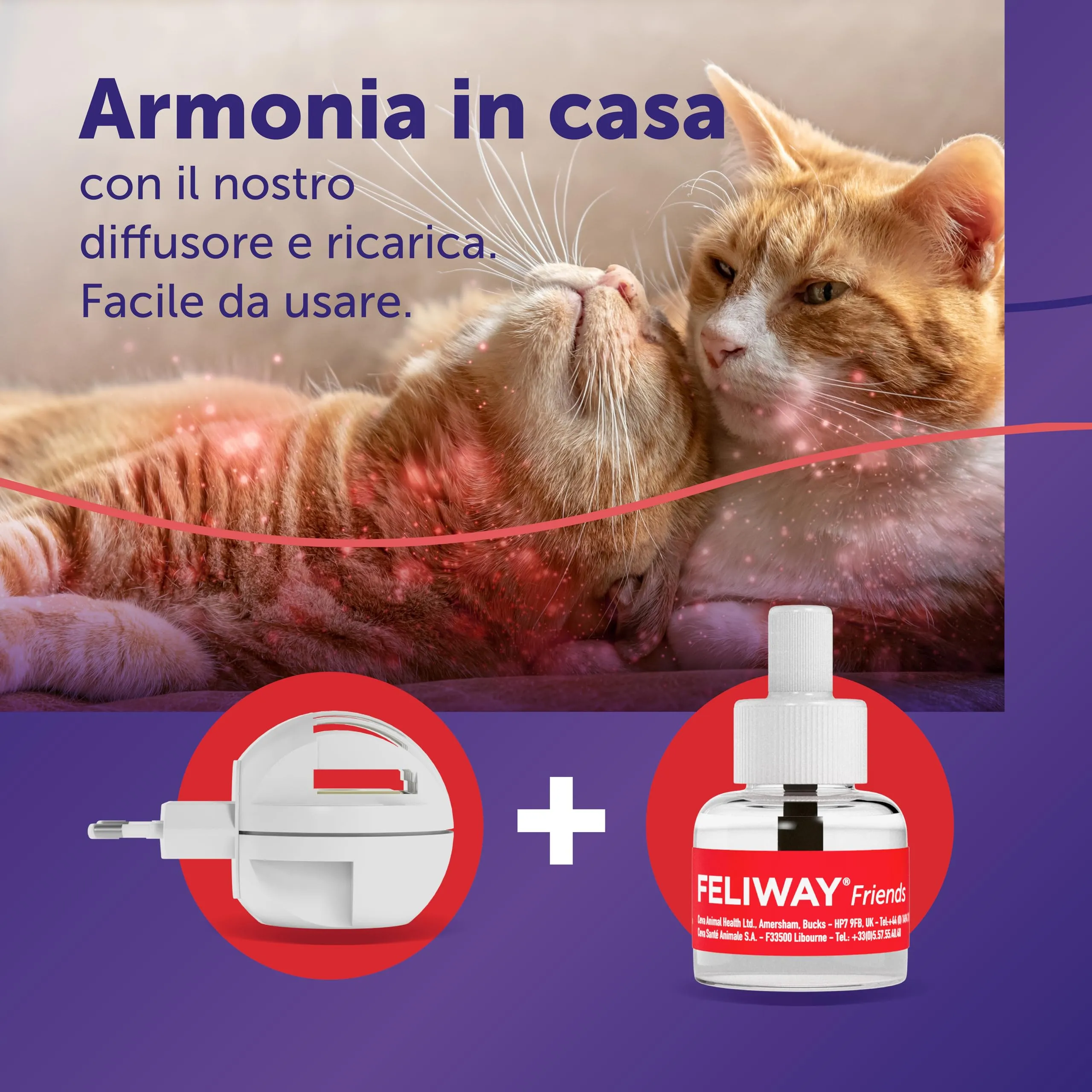 FELIWAY Friends Diffusore di Feromoni Calmanti per Gatti, Starter Kit, 48 ml, Rosso - immagine 3
