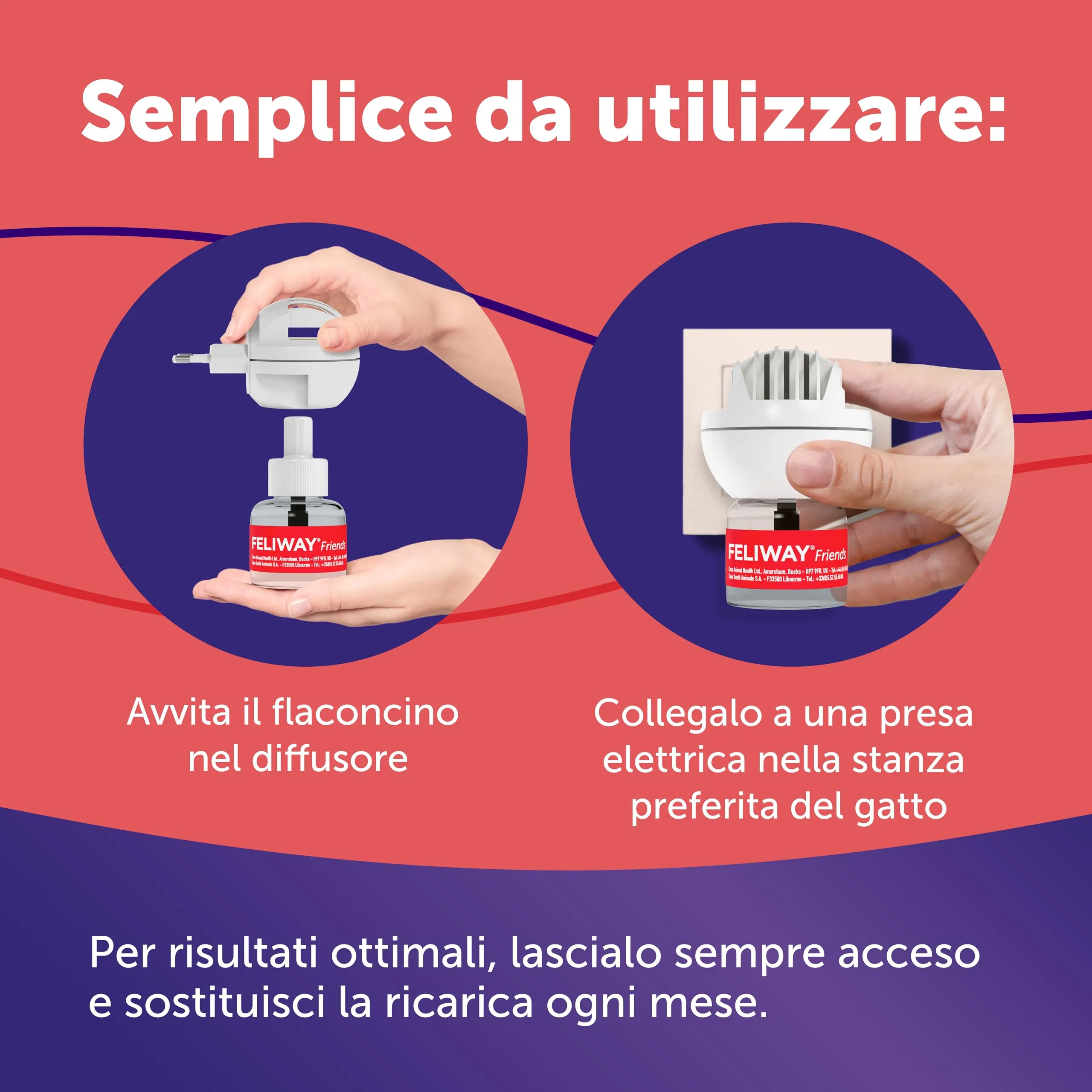 FELIWAY Friends Diffusore di Feromoni Calmanti per Gatti, Starter Kit, 48 ml, Rosso - immagine 7