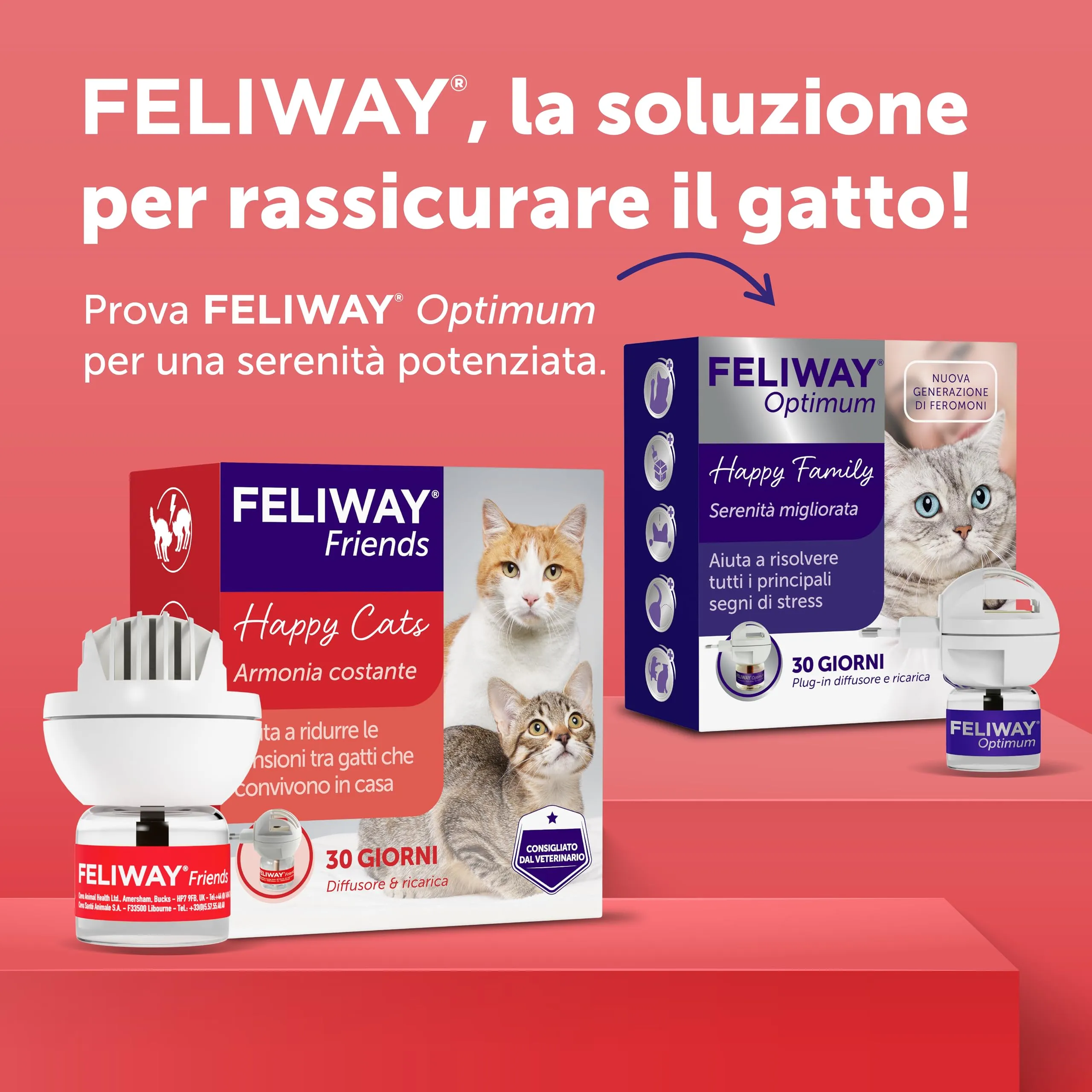 FELIWAY Friends Diffusore di Feromoni Calmanti per Gatti, Starter Kit, 48 ml, Rosso - immagine 9