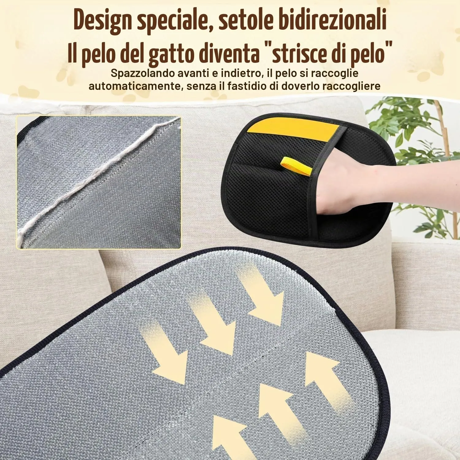 SKELUOZIEU Guanti magnetici per rimozione peli di cani e gatti, per tappeti e divani, nero, 2 pezzi - immagine 3